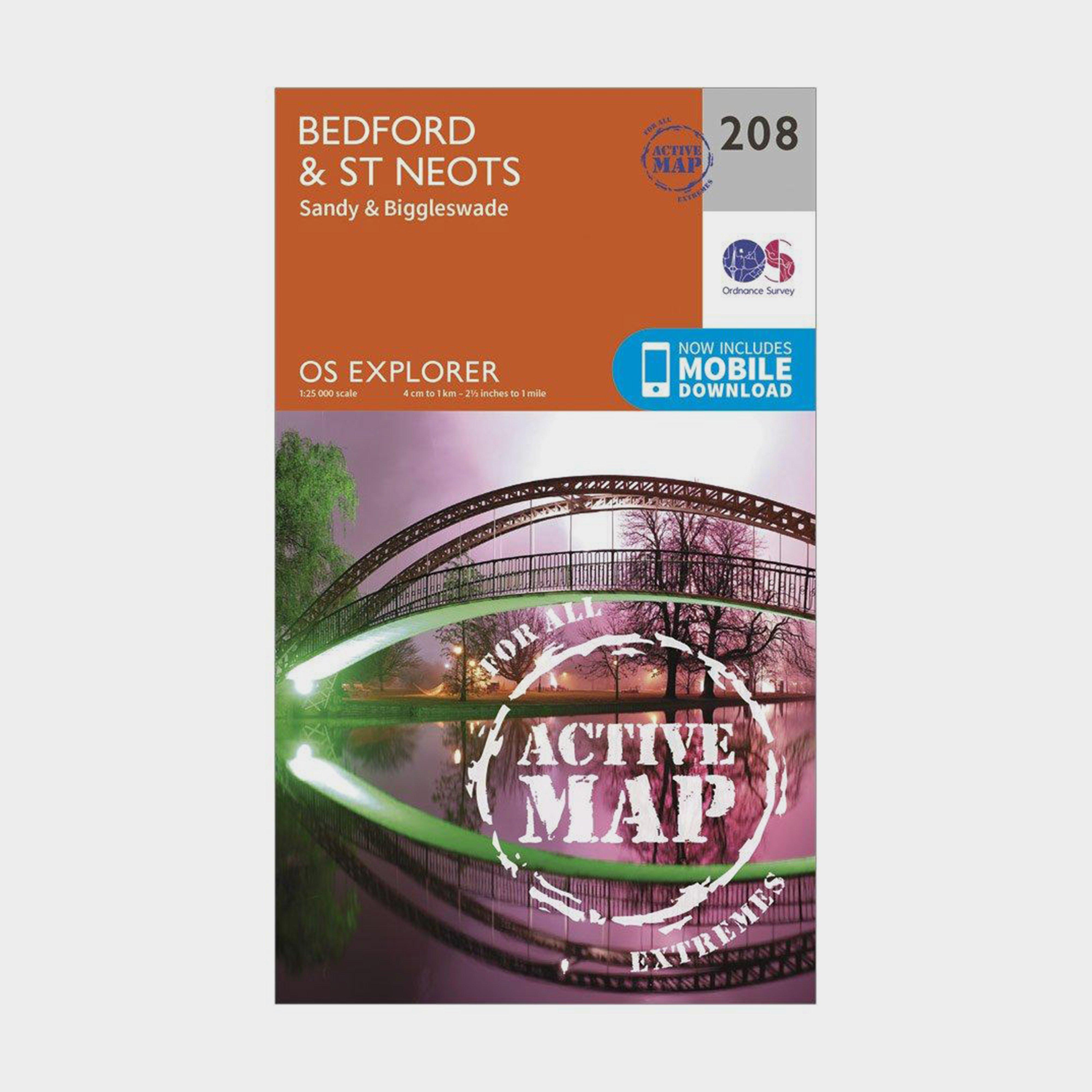 Image of Ordnance Survey Explorer Active 208 Bedford & St Neots Map With Digital Version - Orange, Orange