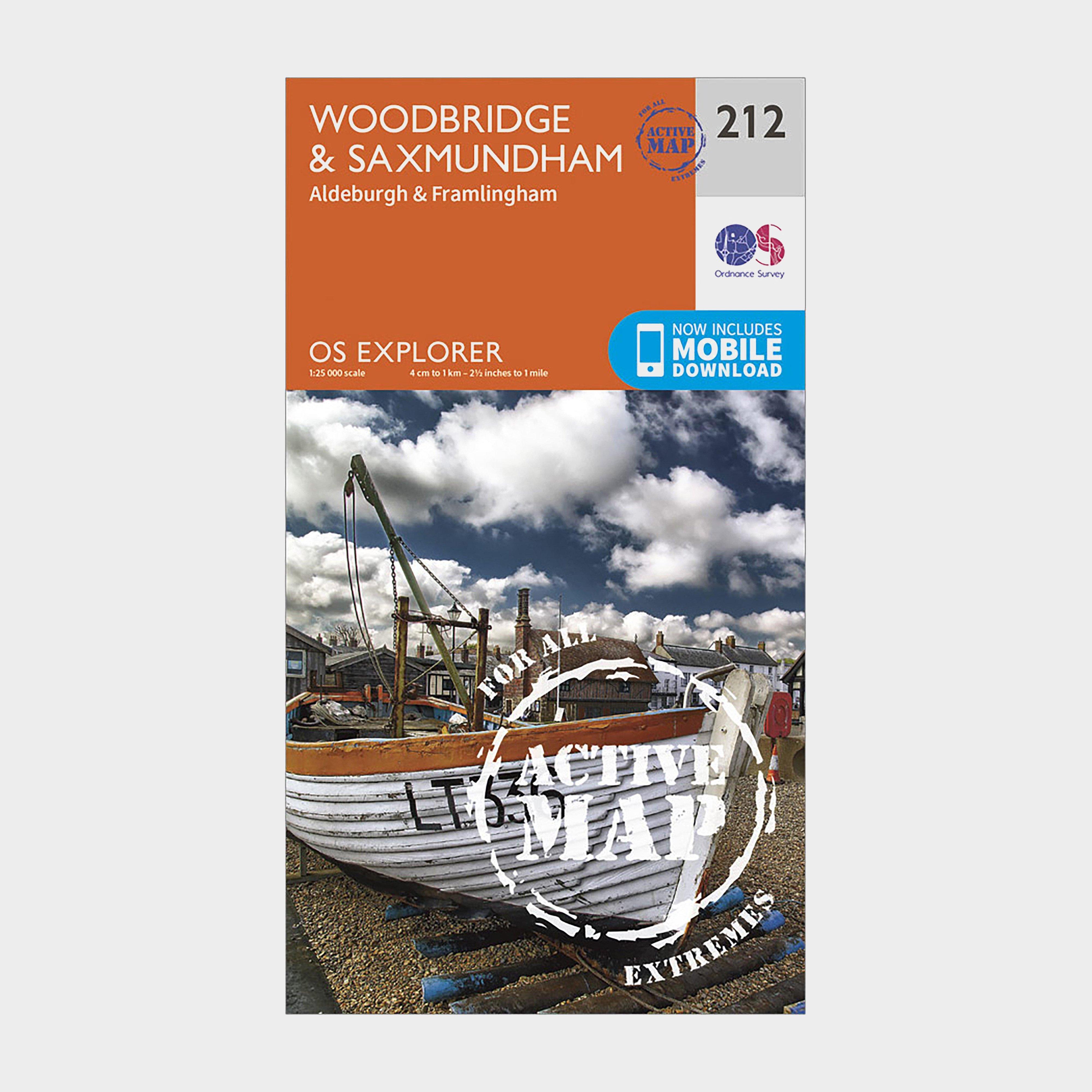 Image of Ordnance Survey Explorer Active 212 Woodbridge & Saxmundham Map With Digital Version - Orange, Orange