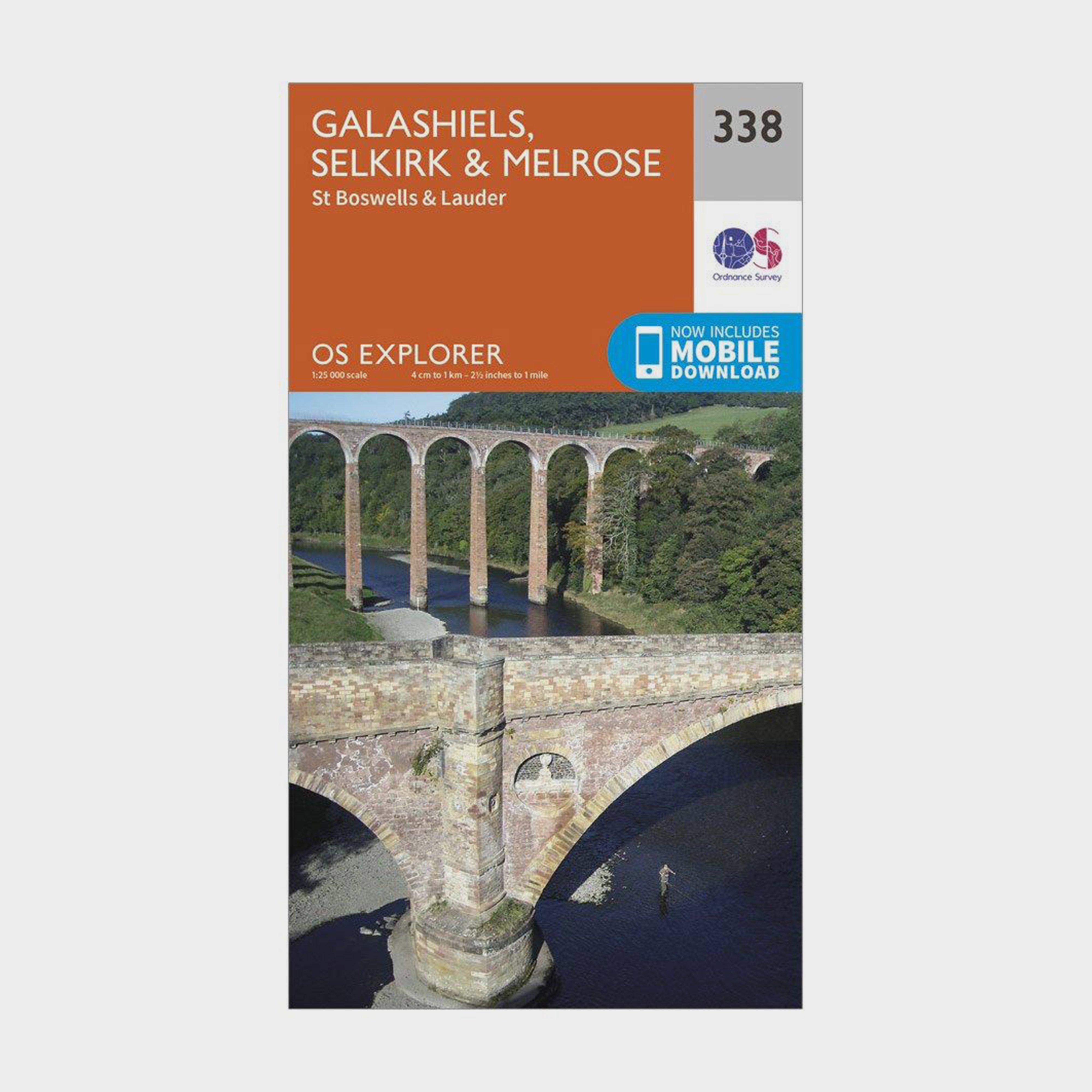 Image of Ordnance Survey Explorer 338 Galashiels, Selkirk & Melrose Map With Digital Version - Orange, Orange
