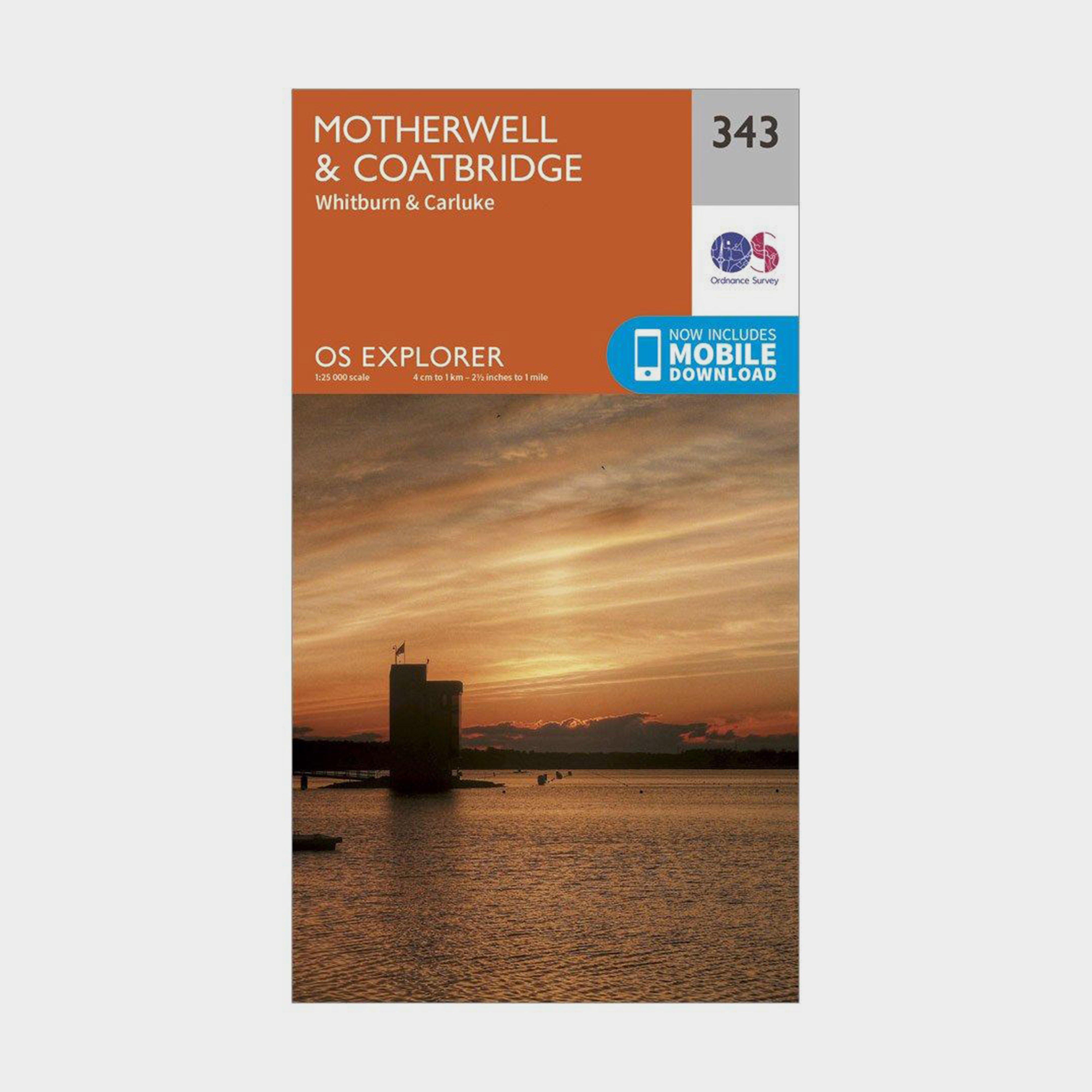 Explorer 343 Motherwell & Coatbridge Map With Digital Version - Orange, Orange