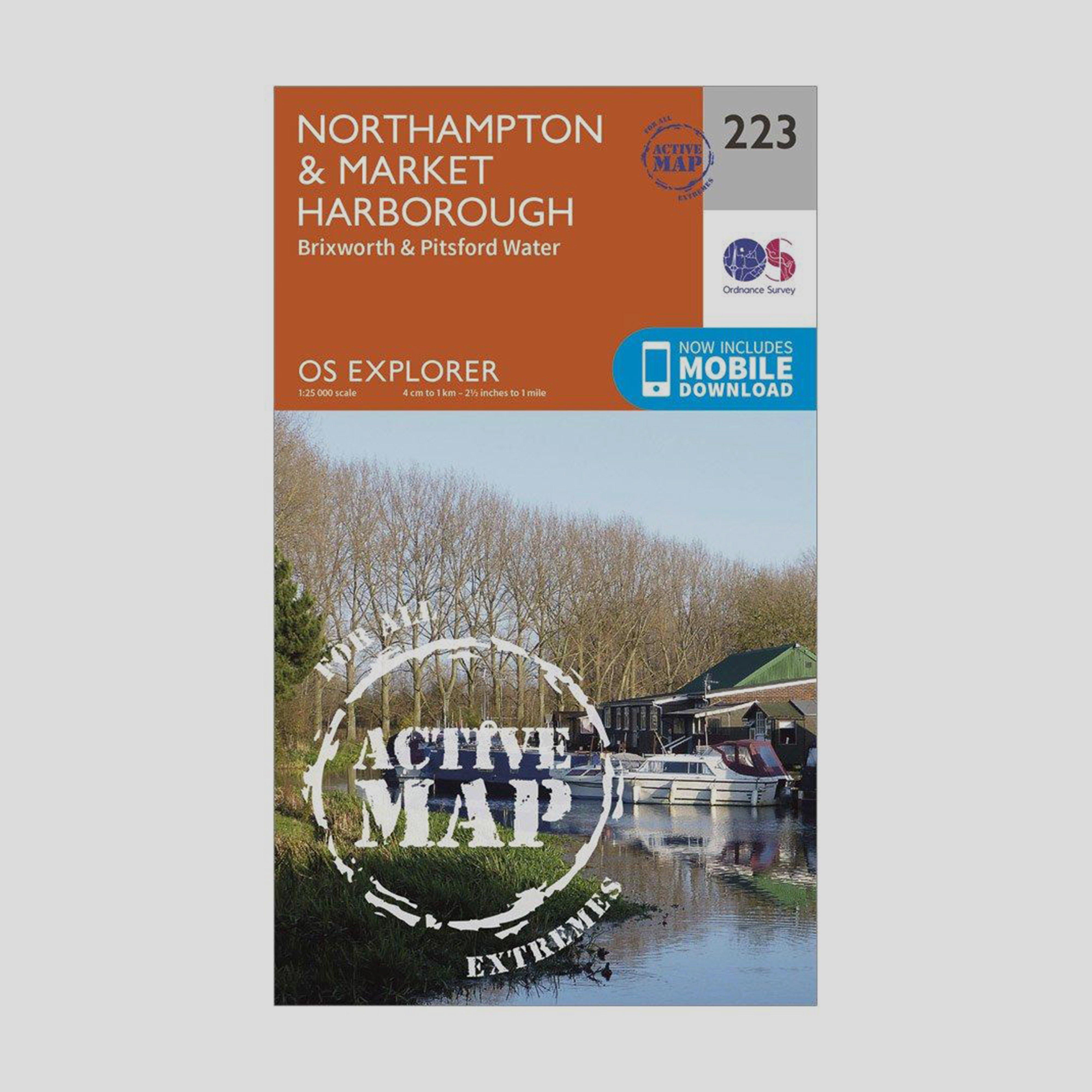 Image of Ordnance Survey Explorer Active 223 Northampton & Market Harborough Map With Digital Version - Orange, Orange