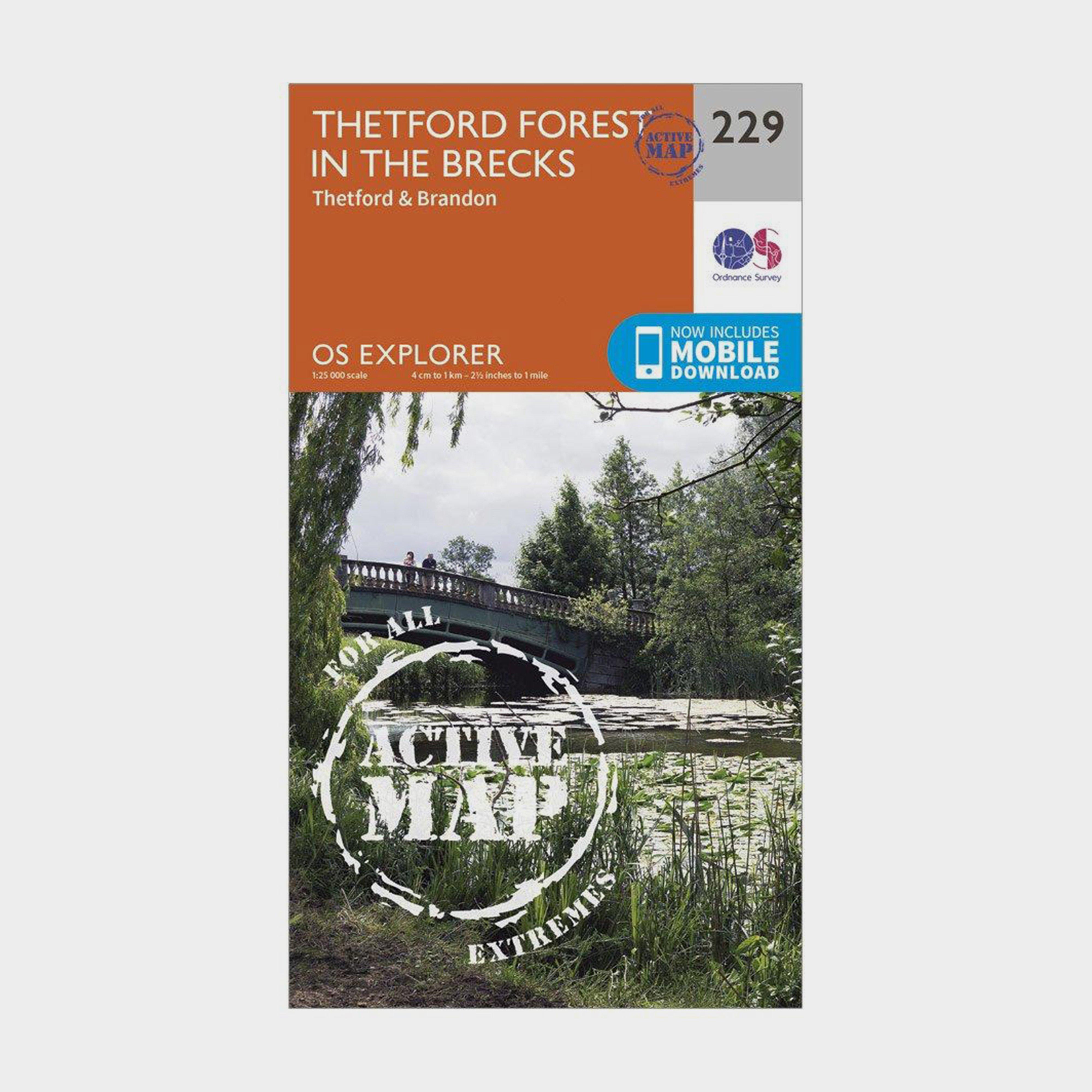 Image of Ordnance Survey Explorer Active 229 Thetford Forest In The Brecks Map With Digital Version - Orange, Orange