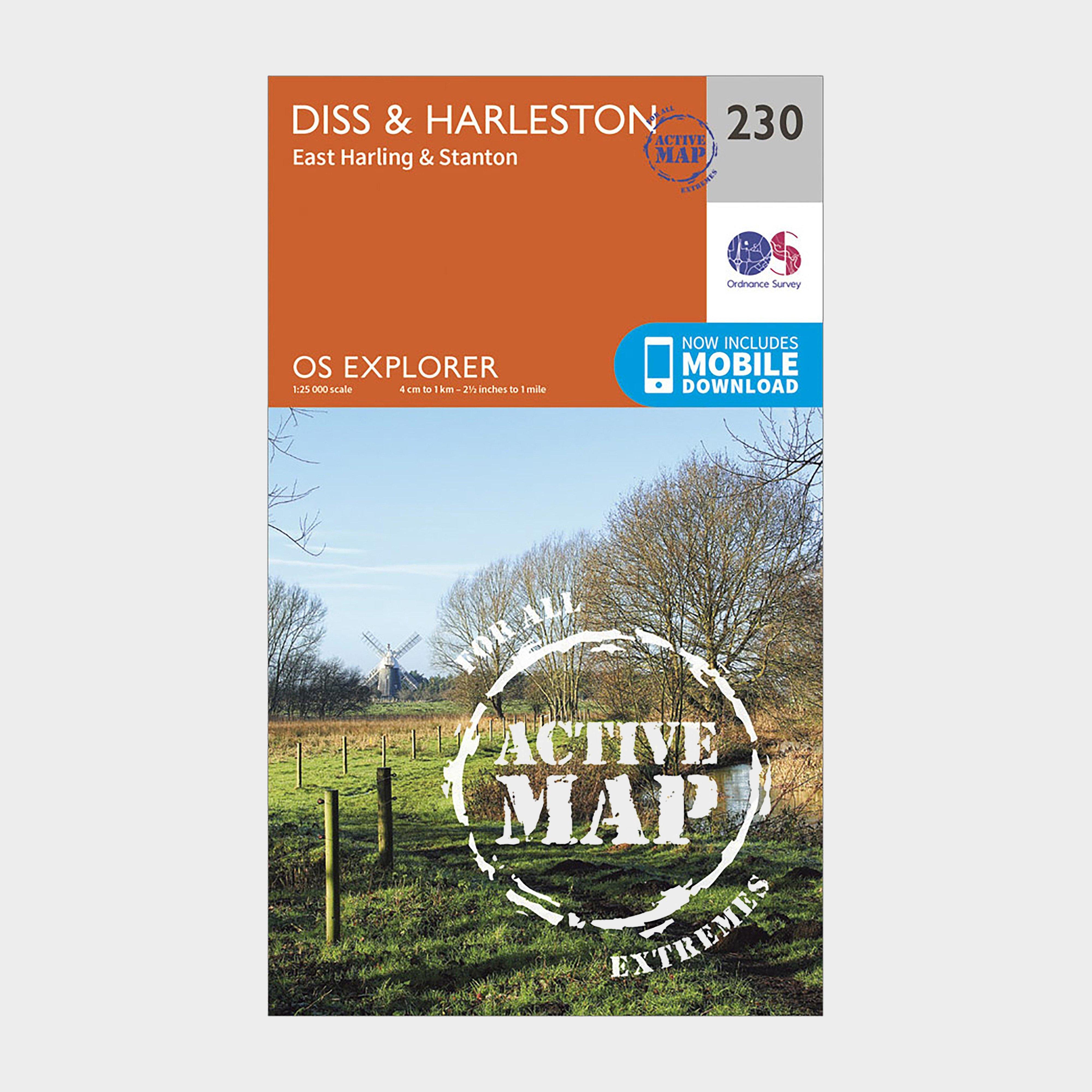 Image of Ordnance Survey Explorer Active 230 Diss & Harleston Map With Digital Version - Orange, Orange