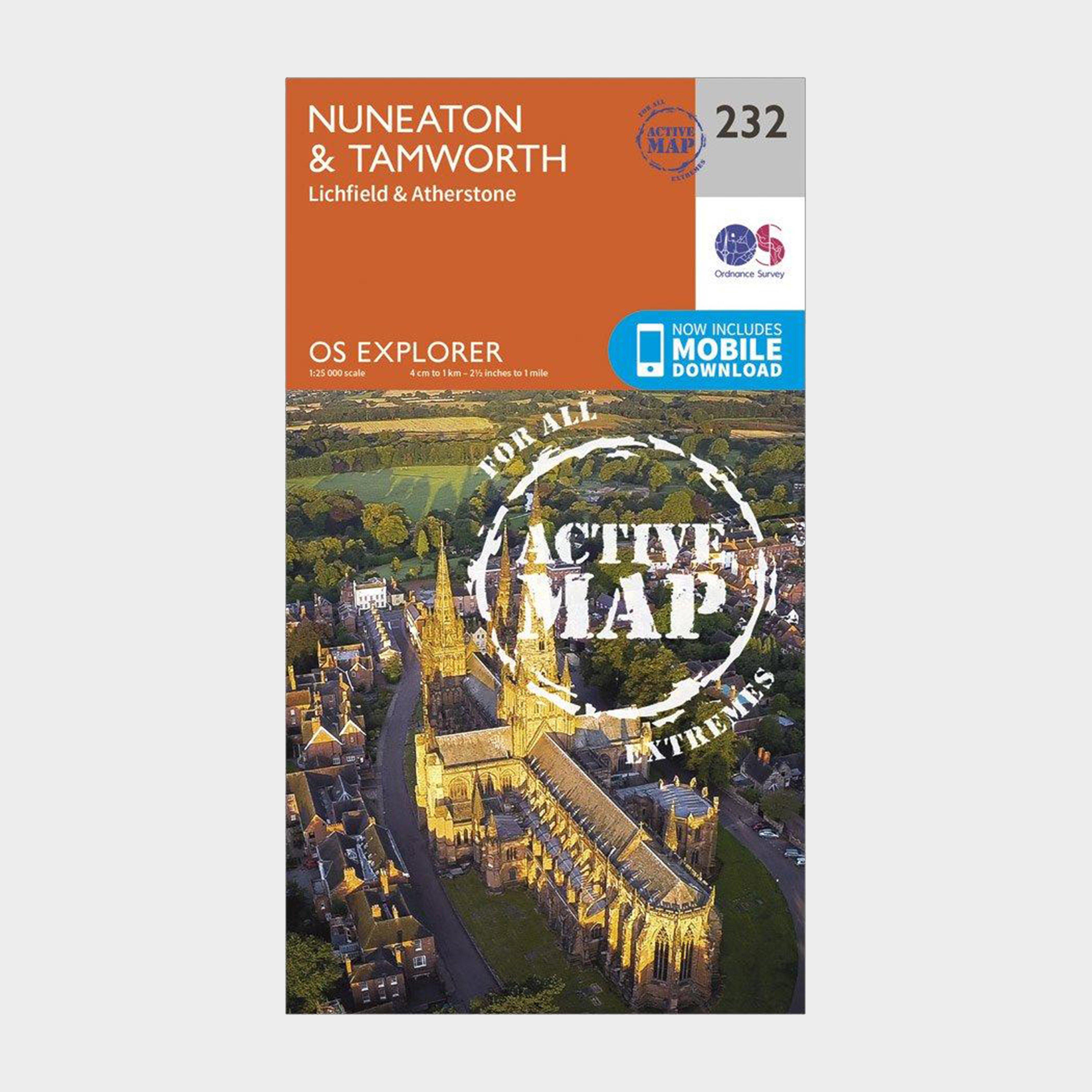 Image of Ordnance Survey Explorer Active 232 Nuneaton & Tamworth Map With Digital Version - Orange, Orange