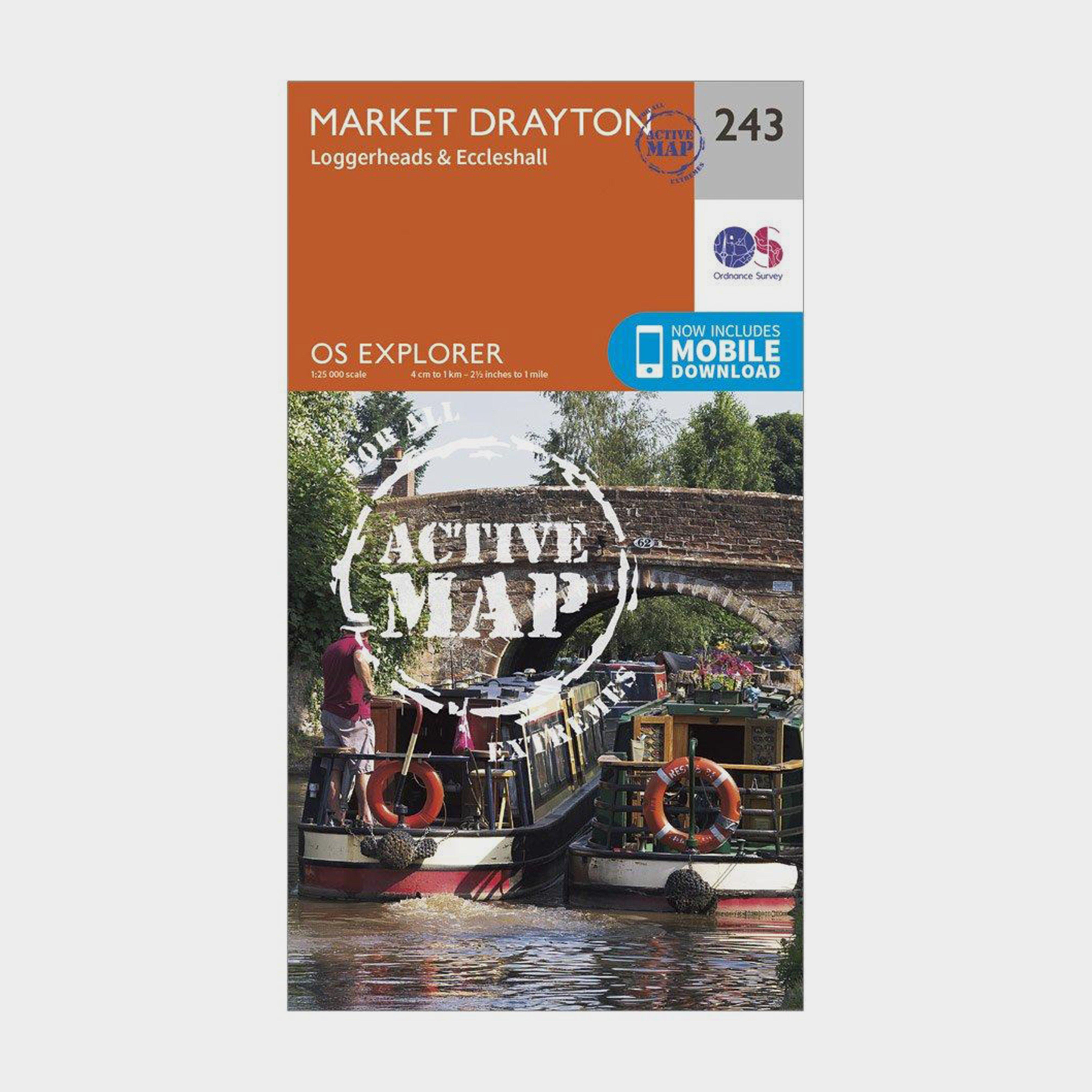 Image of Ordnance Survey Explorer Active 243 Market Drayton, Loggerheads & Eccleshall Map With Digital Version - Orange, Orange