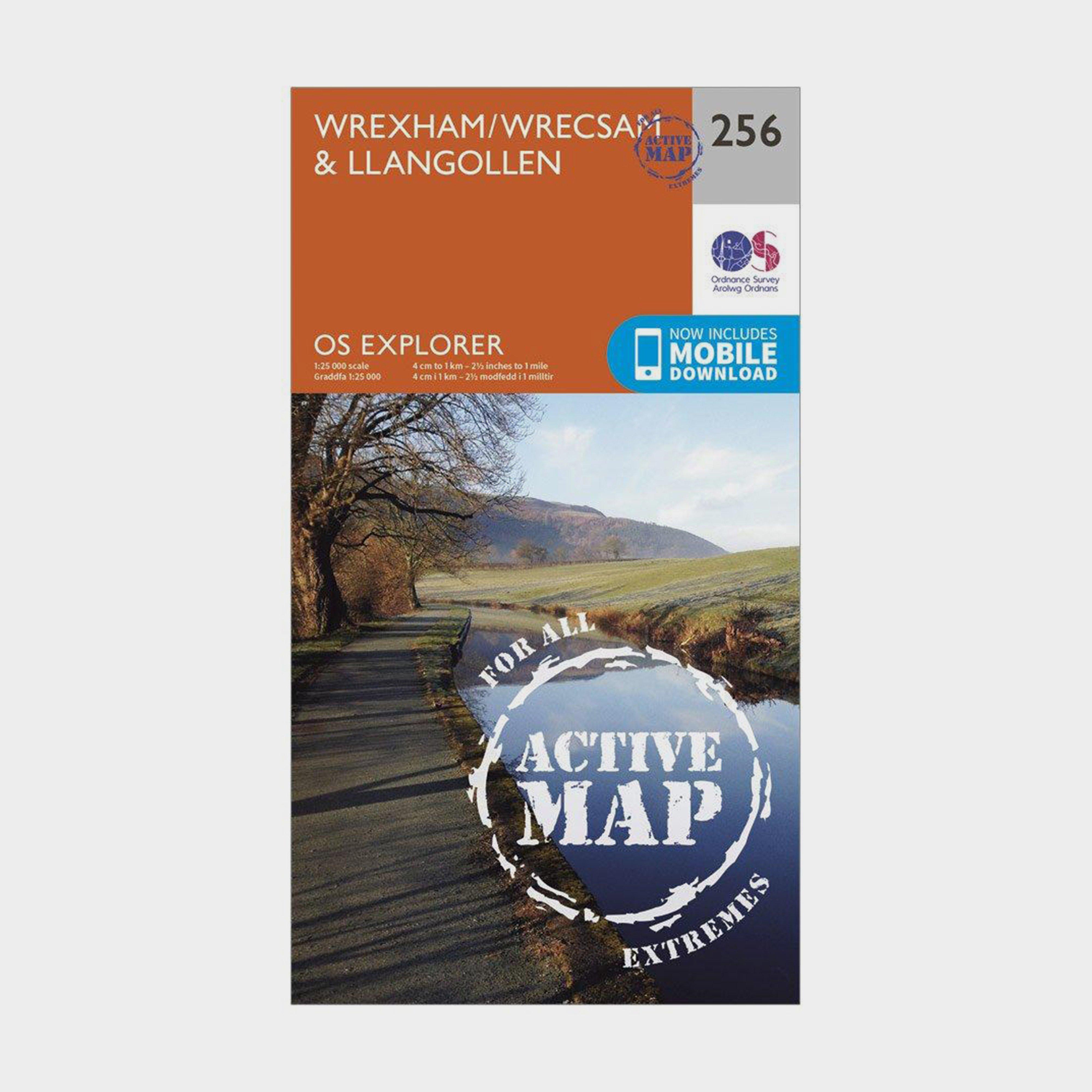 Image of Ordnance Survey Explorer Active 256 Wrexham & Llangollen Map With Digital Version - Orange, Orange
