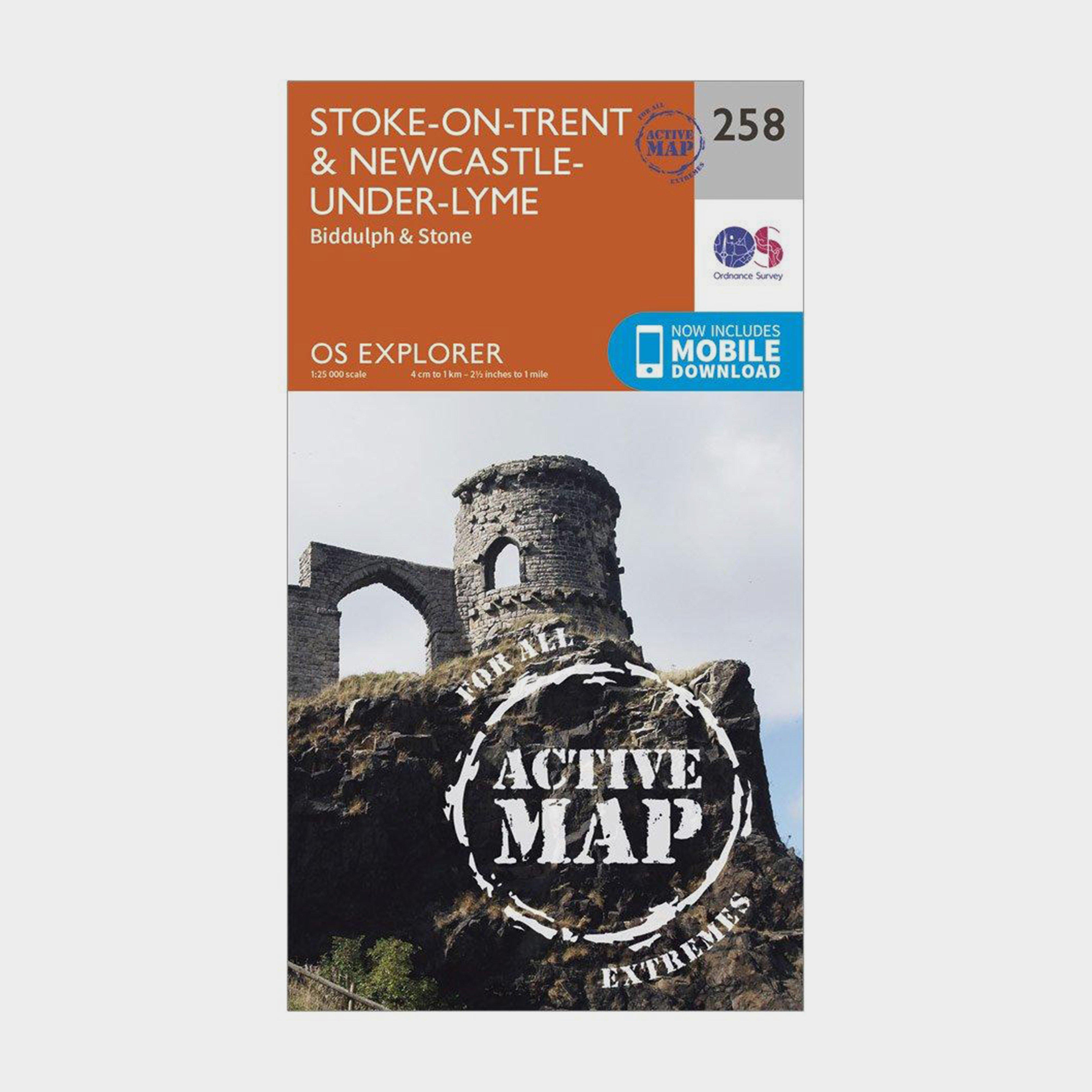 Image of Ordnance Survey Explorer Active 258 Stoke-On-Trent & Newcastle-Under-Lyme Map With Digital Version - Orange, Orange