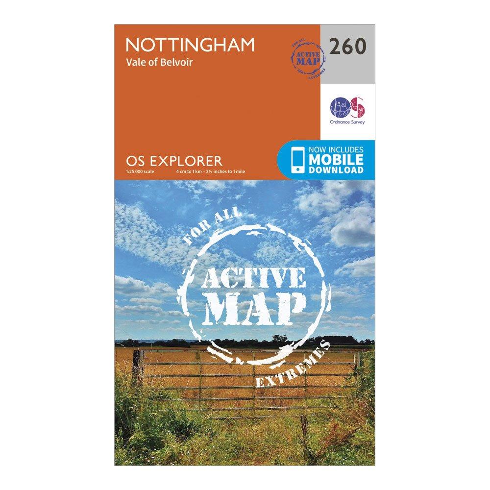Image of Ordnance Survey Explorer Active 260 Nottingham Map With Digital Version - Orange, Orange