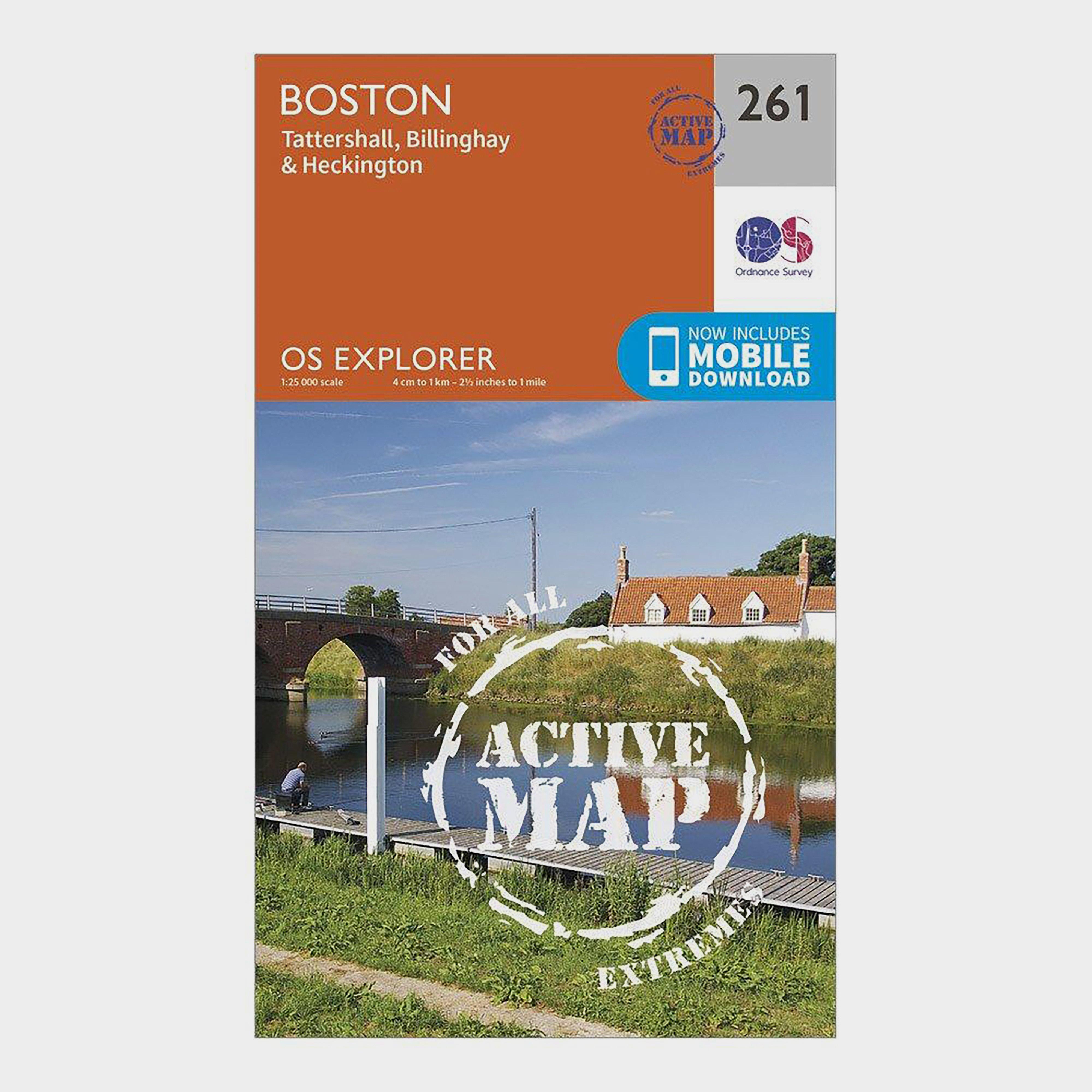 Image of Ordnance Survey Explorer Active 261 Boston Map With Digital Version - Orange, Orange