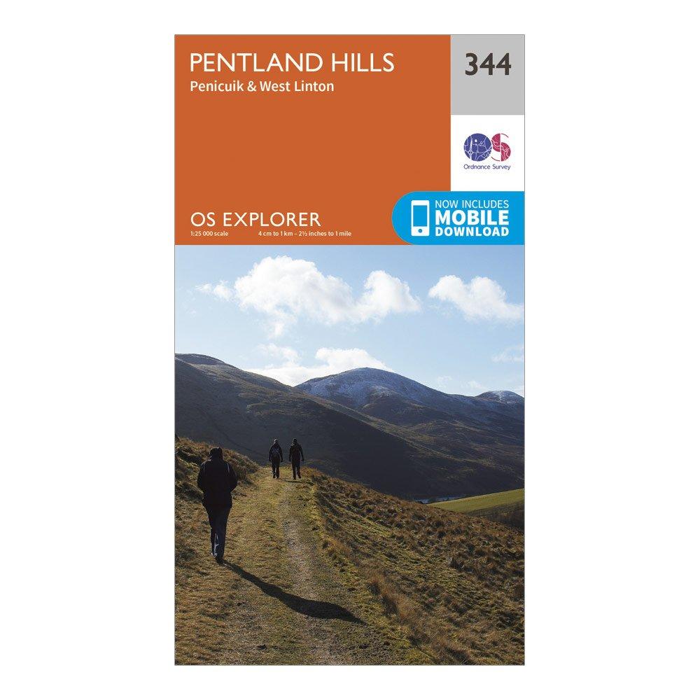 Image of Ordnance Survey Explorer 344 Pentland Hills Map With Digital Version - Orange, Orange