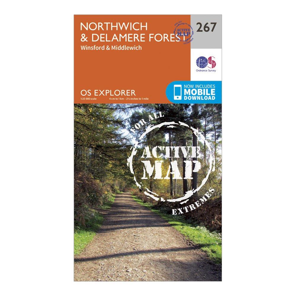 Image of Ordnance Survey Explorer Active 267 Northwich & Delamere Forest Map With Digital Version - Orange, Orange