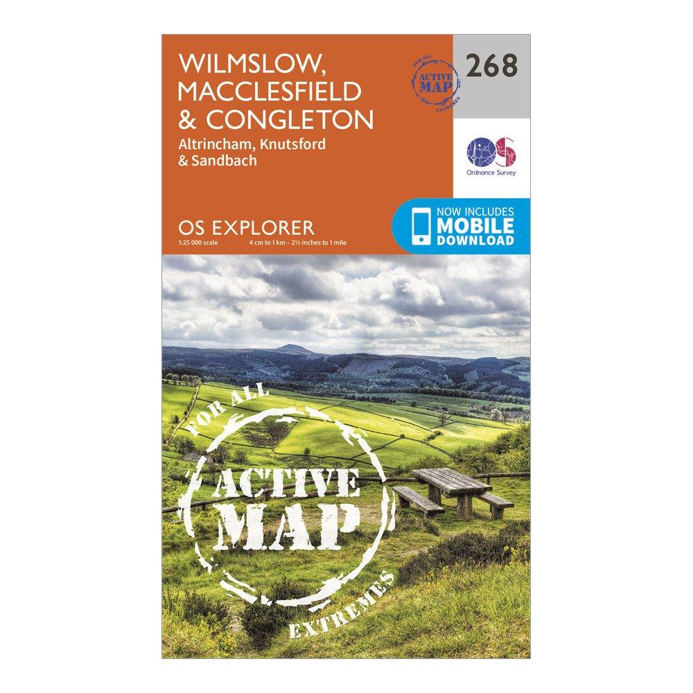 Image of Ordnance Survey Explorer Active 268 Wilmslow, Macclesfield & Congleton Map With Digital Version - Orange, Orange