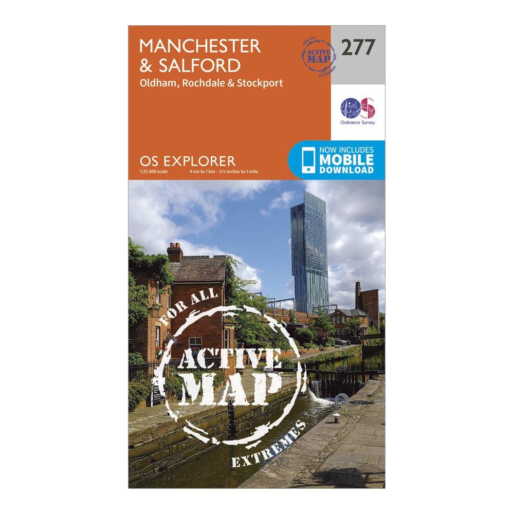 Image of Ordnance Survey Explorer Active 277 Manchester & Salford Map With Digital Version - Orange, Orange