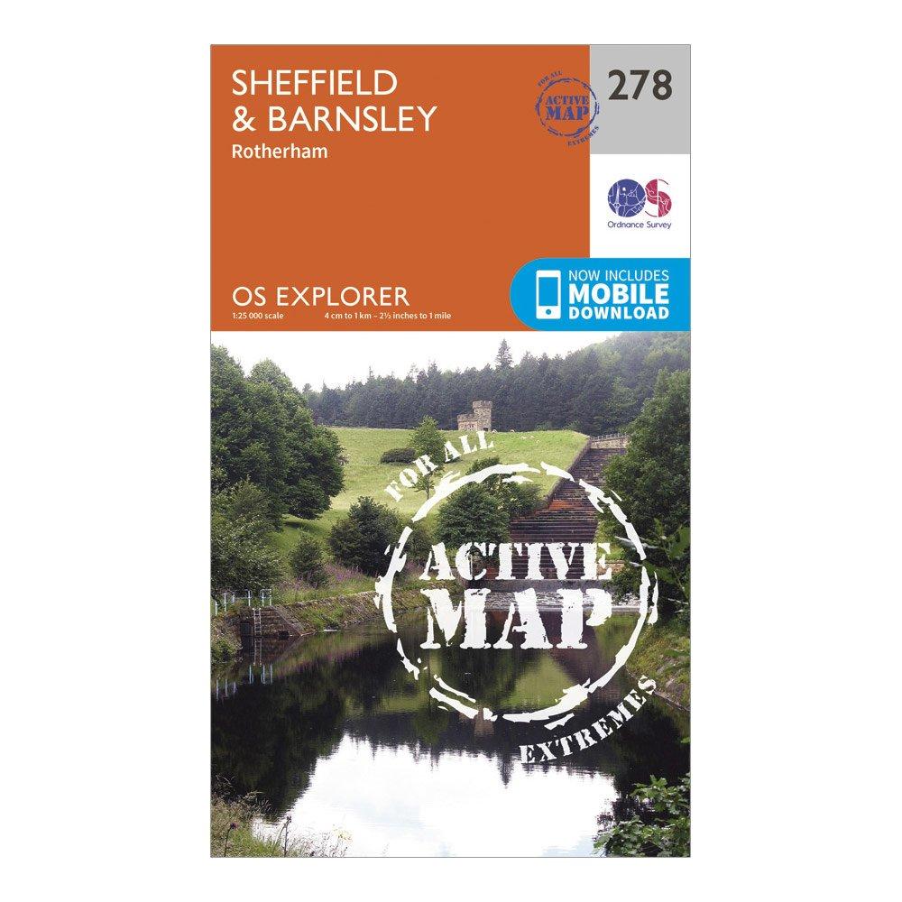 Image of Ordnance Survey Explorer Active 278 Sheffield & Barnsley Map With Digital Version - Orange, Orange