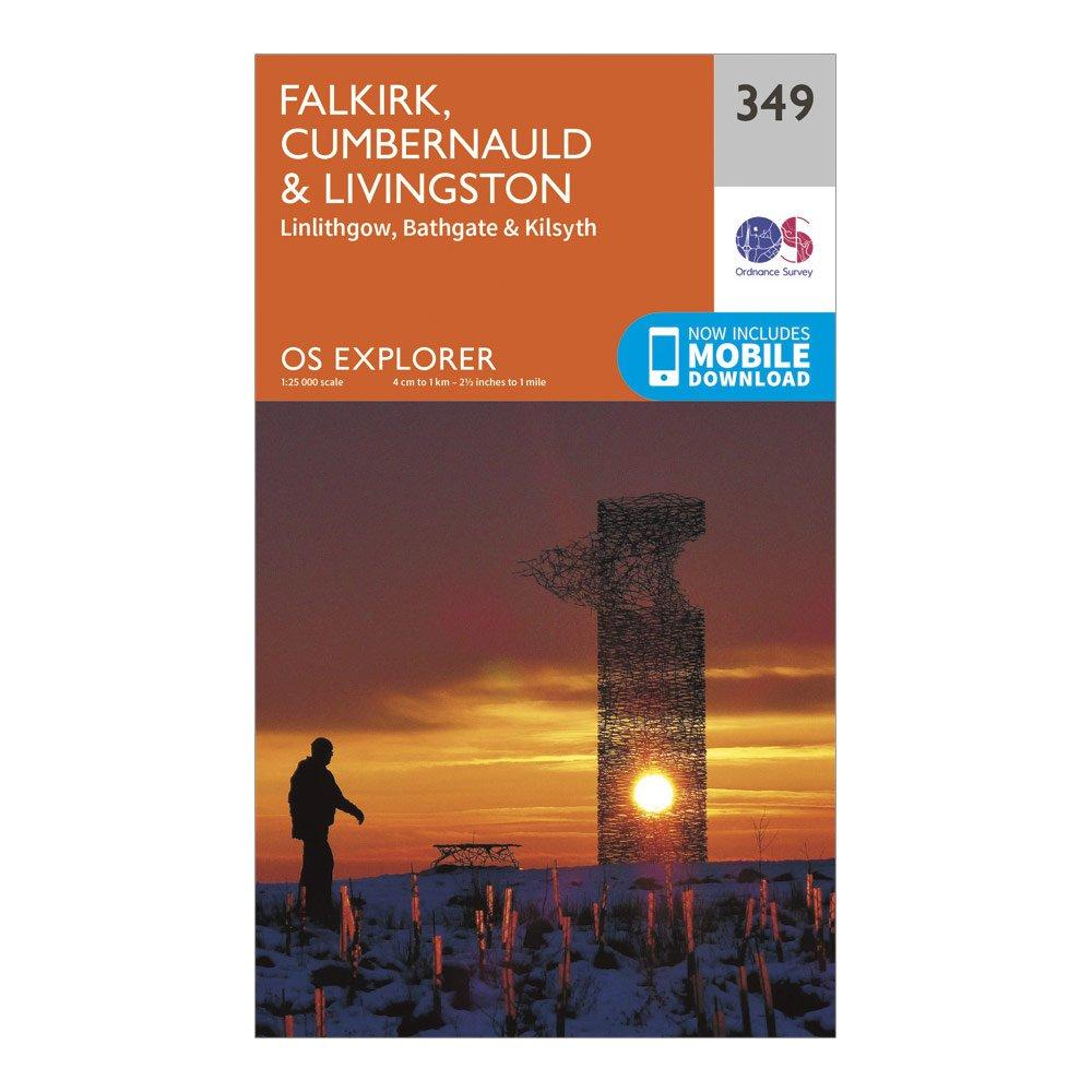 Image of Ordnance Survey Explorer 349 Falkirk, Cumbernauld & Livingston Map With Digital Version - Orange, Orange