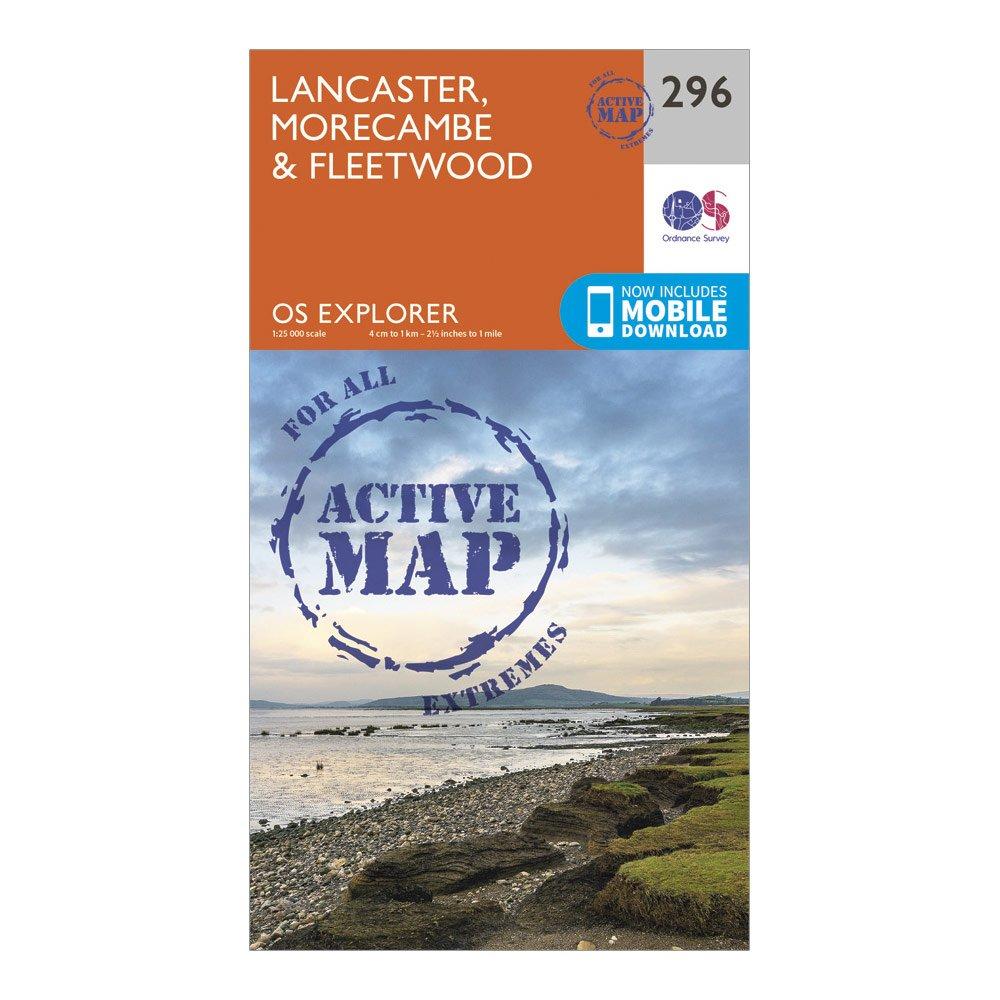 Image of Ordnance Survey Explorer Active 296 Lancaster, Morecambe & Fleetwood Map With Digital Version - Orange, Orange