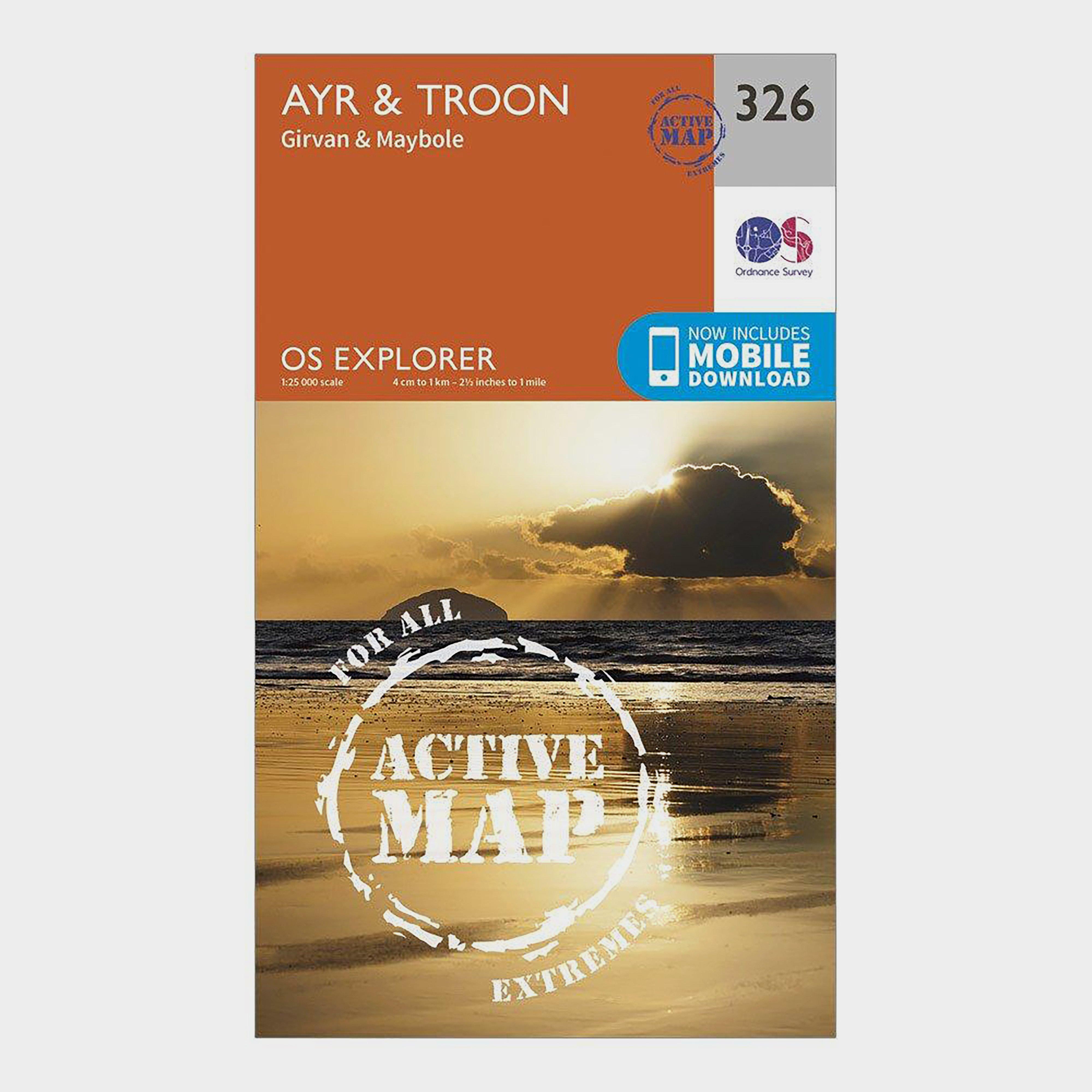 Image of Ordnance Survey Explorer Active 326 Ayr & Troon Map With Digital Version - Orange, Orange
