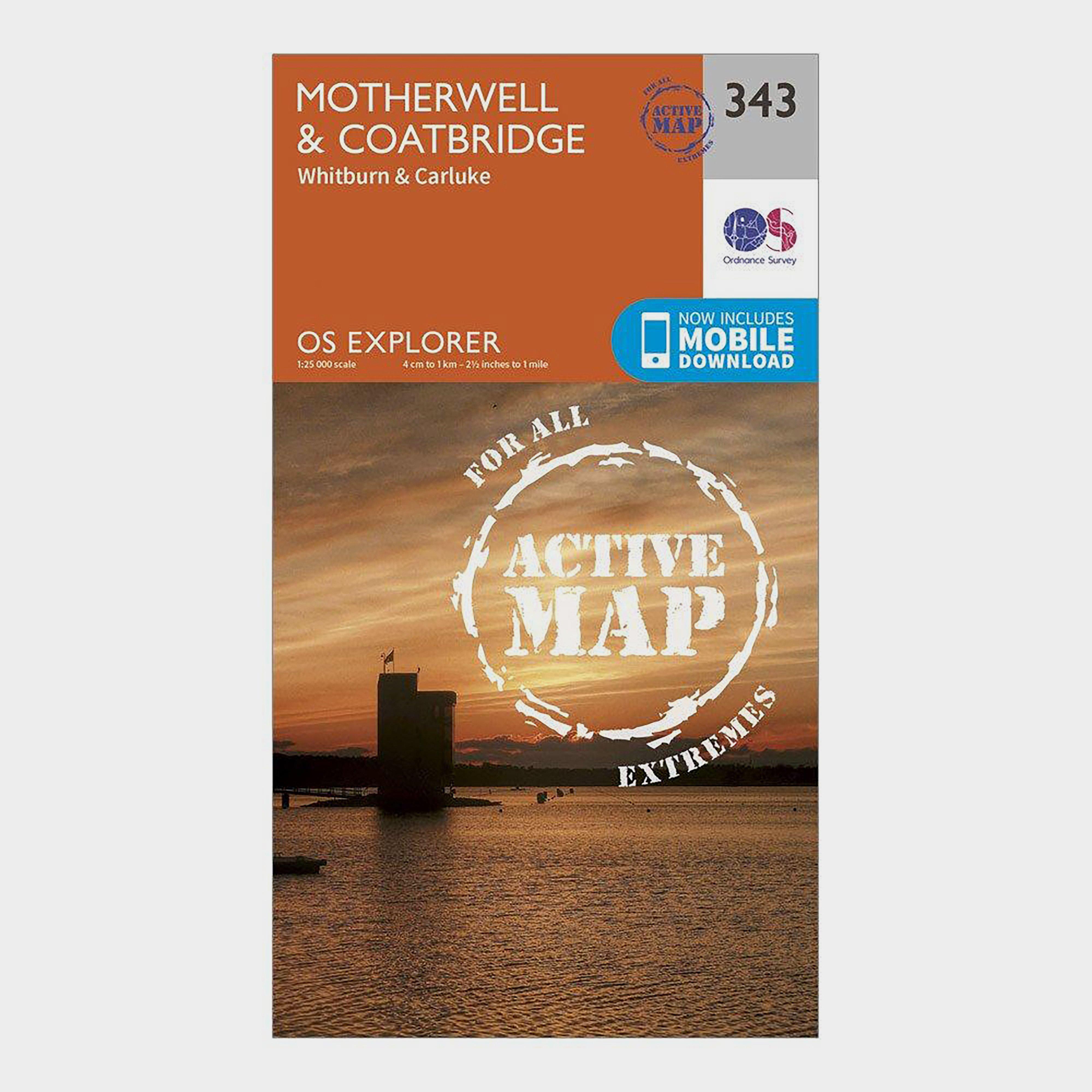 Explorer Active 343 Motherwell & Coatbridge Map With Digital Version - Orange, Orange