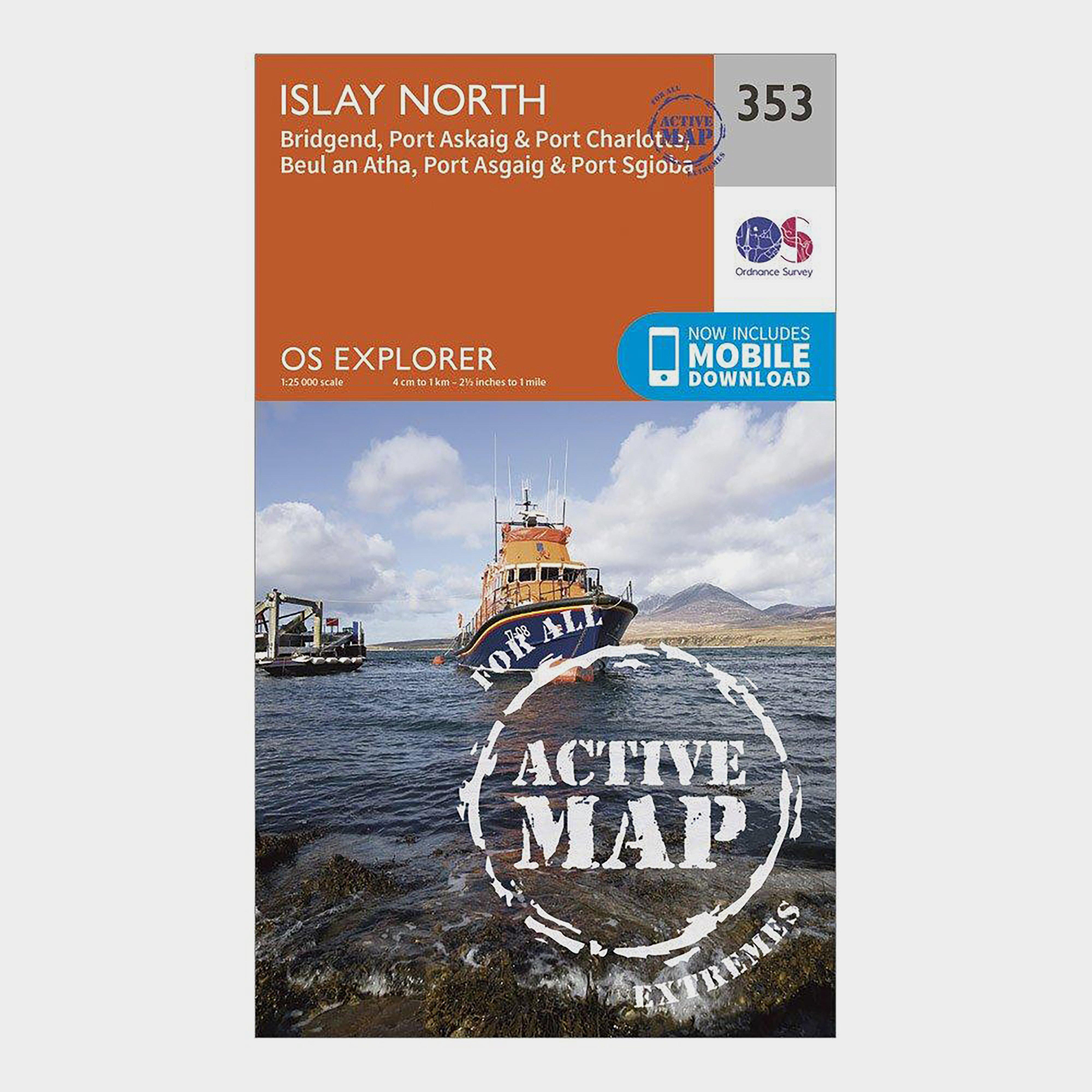 Image of Ordnance Survey Explorer Active 353 Islay North Map With Digital Version - Orange, Orange