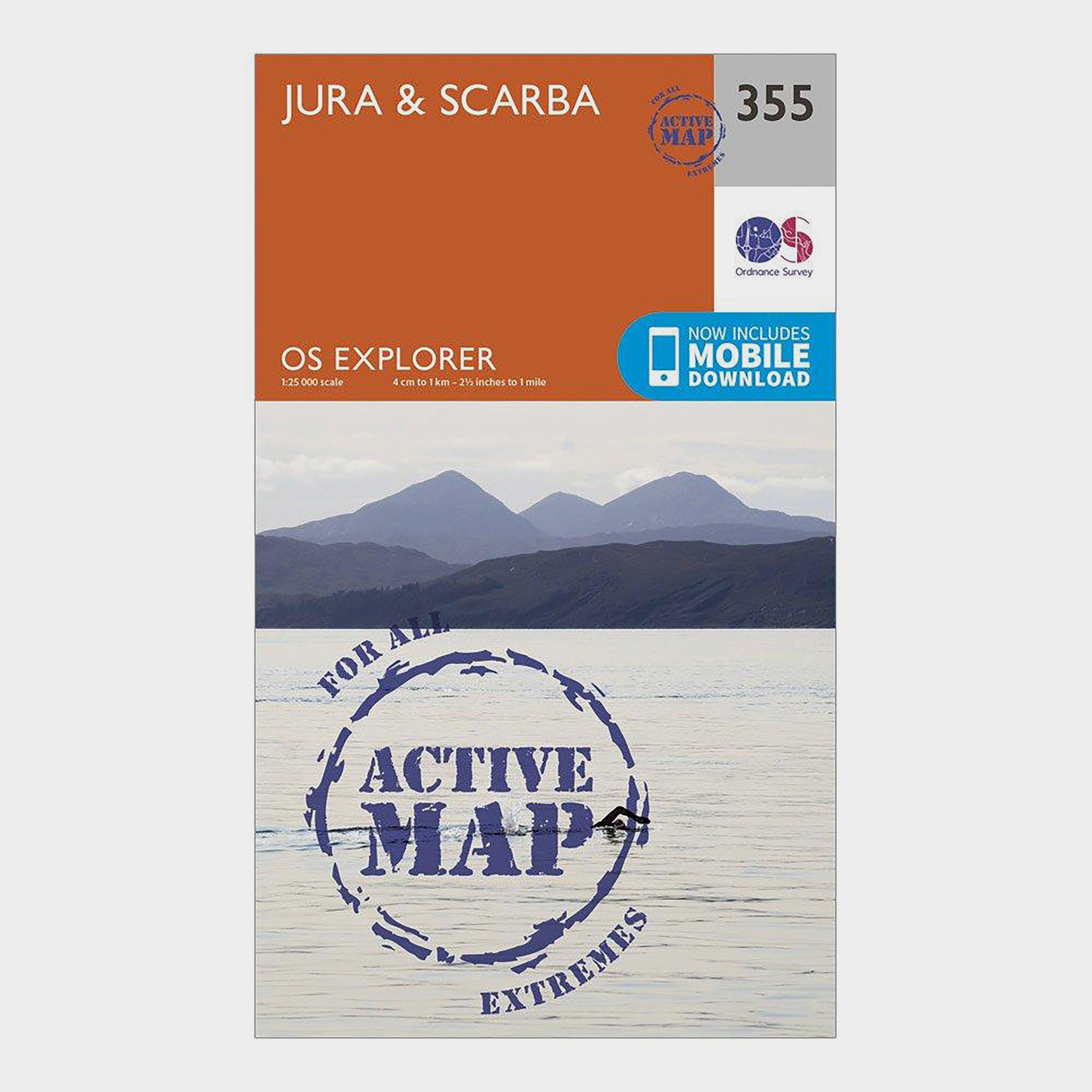 Image of Ordnance Survey Explorer Active 355 Jura & Scarba Map With Digital Version - Orange, Orange