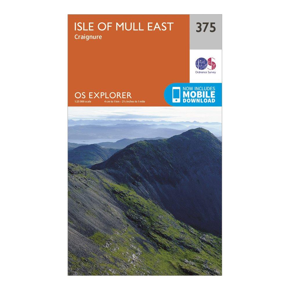 Image of Ordnance Survey Explorer 375 Isle Of Mull East Map With Digital Version - Orange, Orange