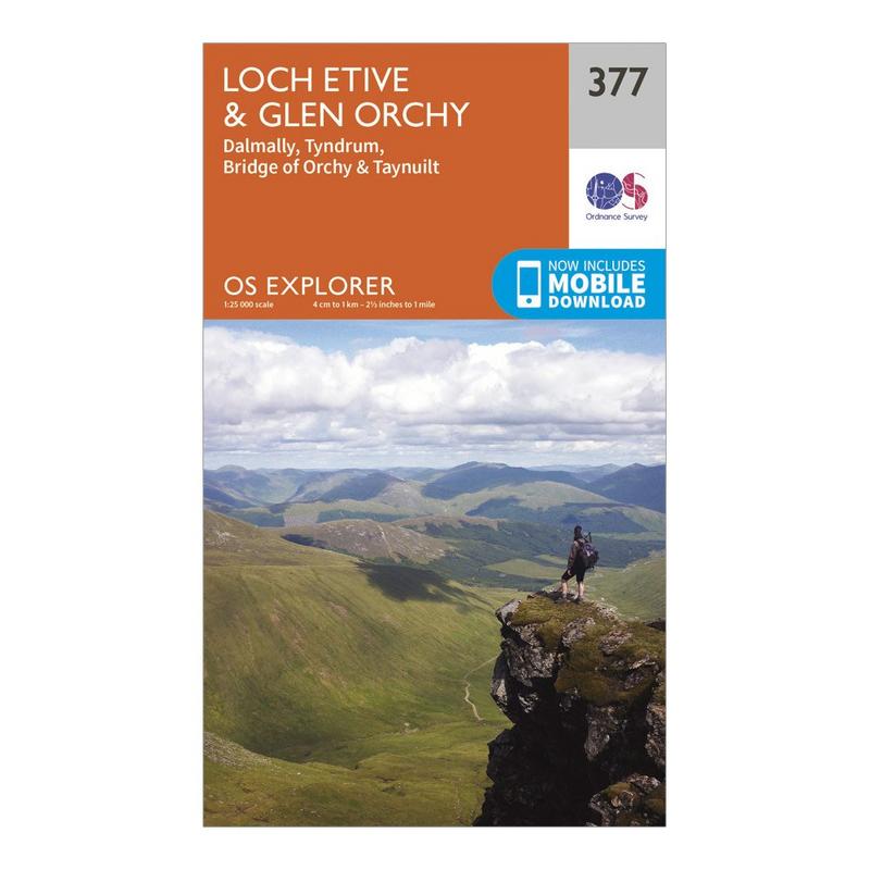 Millets Ordnance Survey Explorer 377 Loch Etive & Glen Orchy Map With Digital Version - Orange, Orange