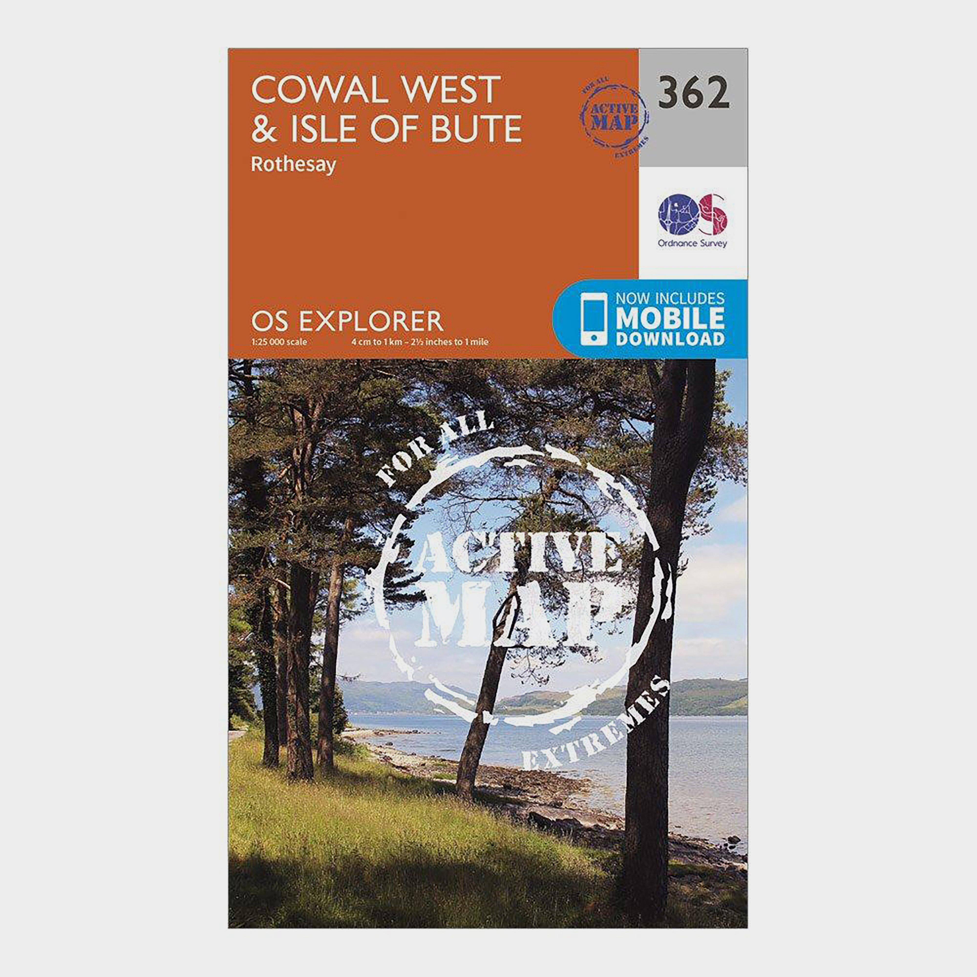 Image of Ordnance Survey Explorer Active 362 Cowal West & Isle Of Bute Map With Digital Version - Orange, Orange