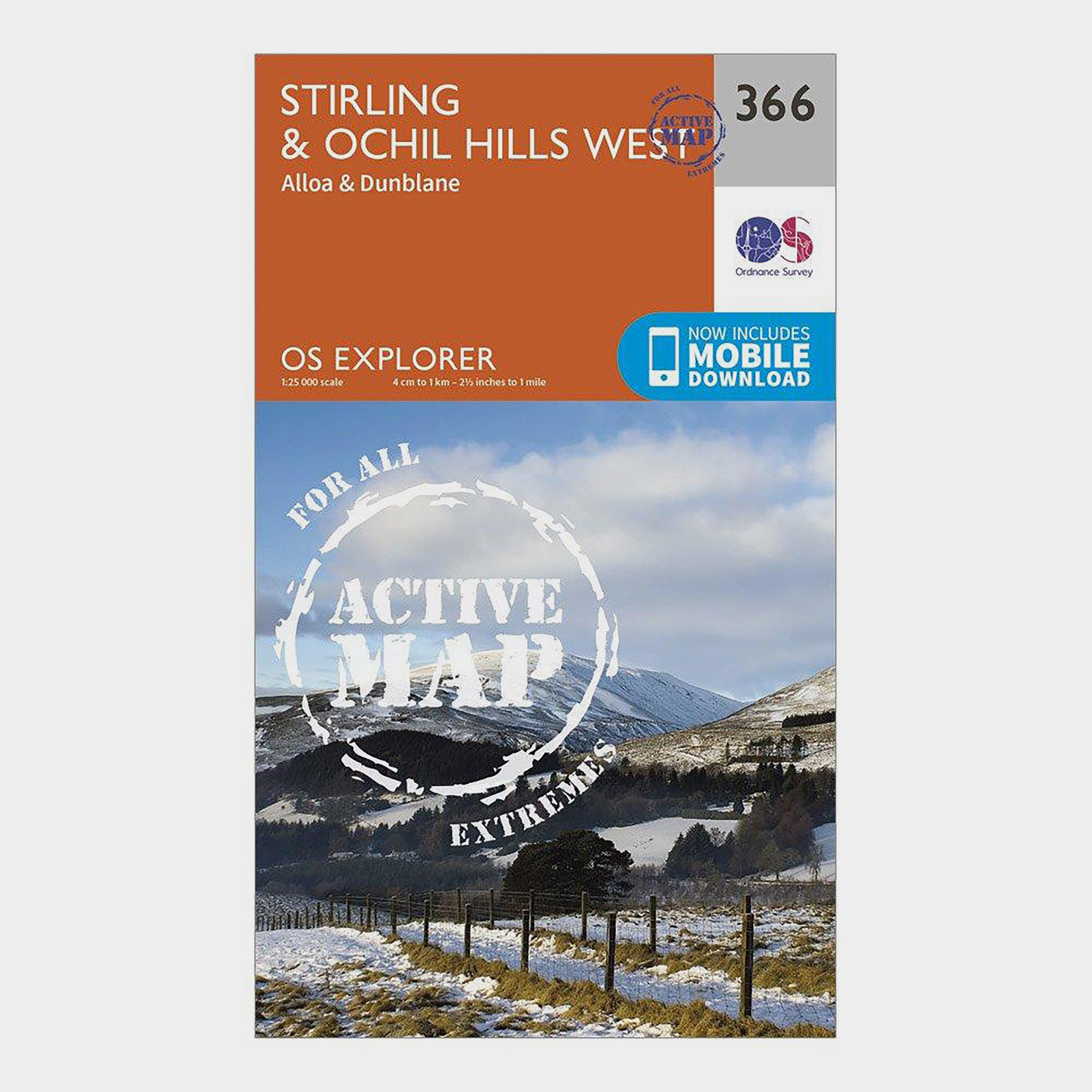 Image of Ordnance Survey Explorer Active 366 Stirling & Ochil Hills West Map With Digital Version - Orange, Orange