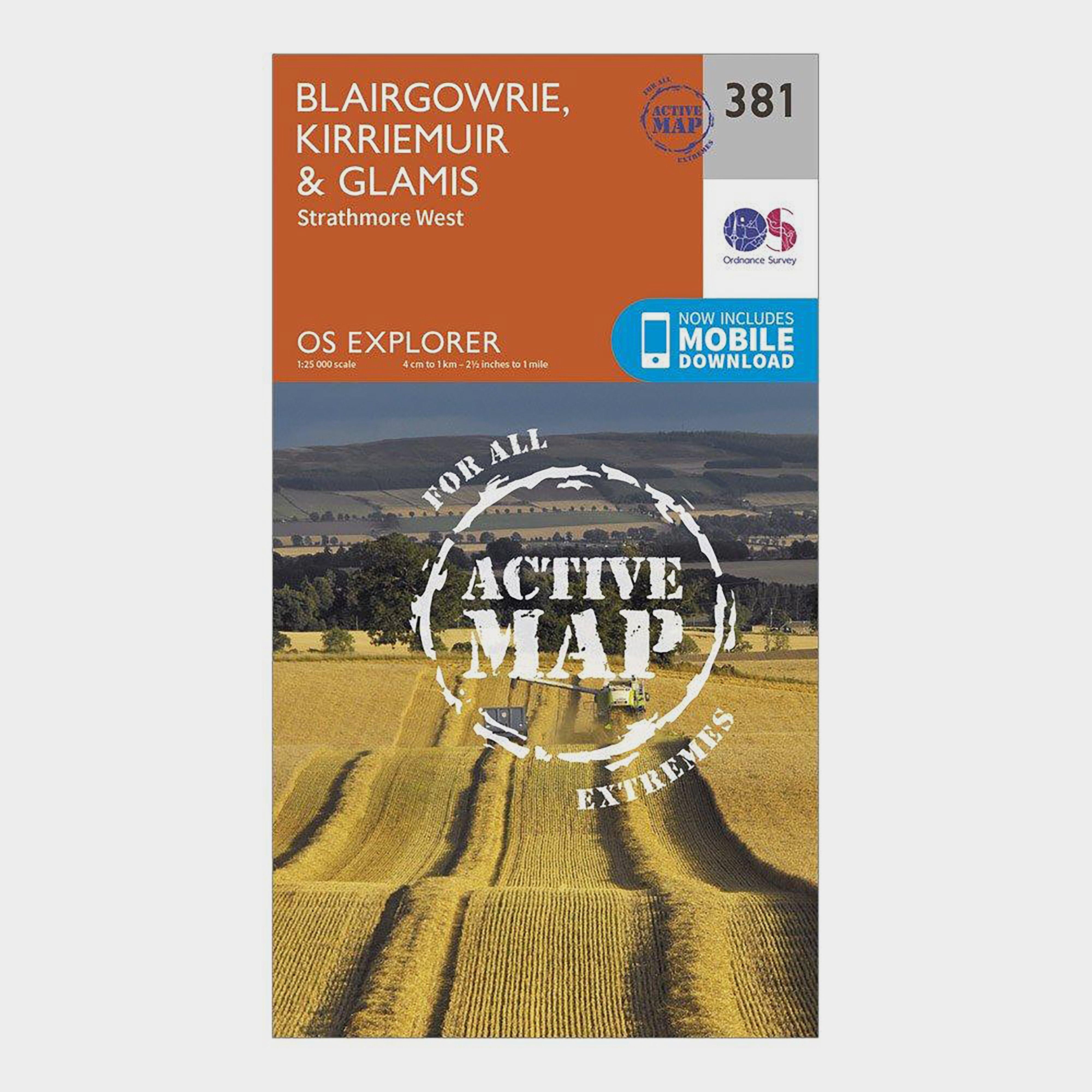 Explorer Active 381 Blairgowrie, Kirriemuir & Glamis Map With Digital Version - Orange, Orange