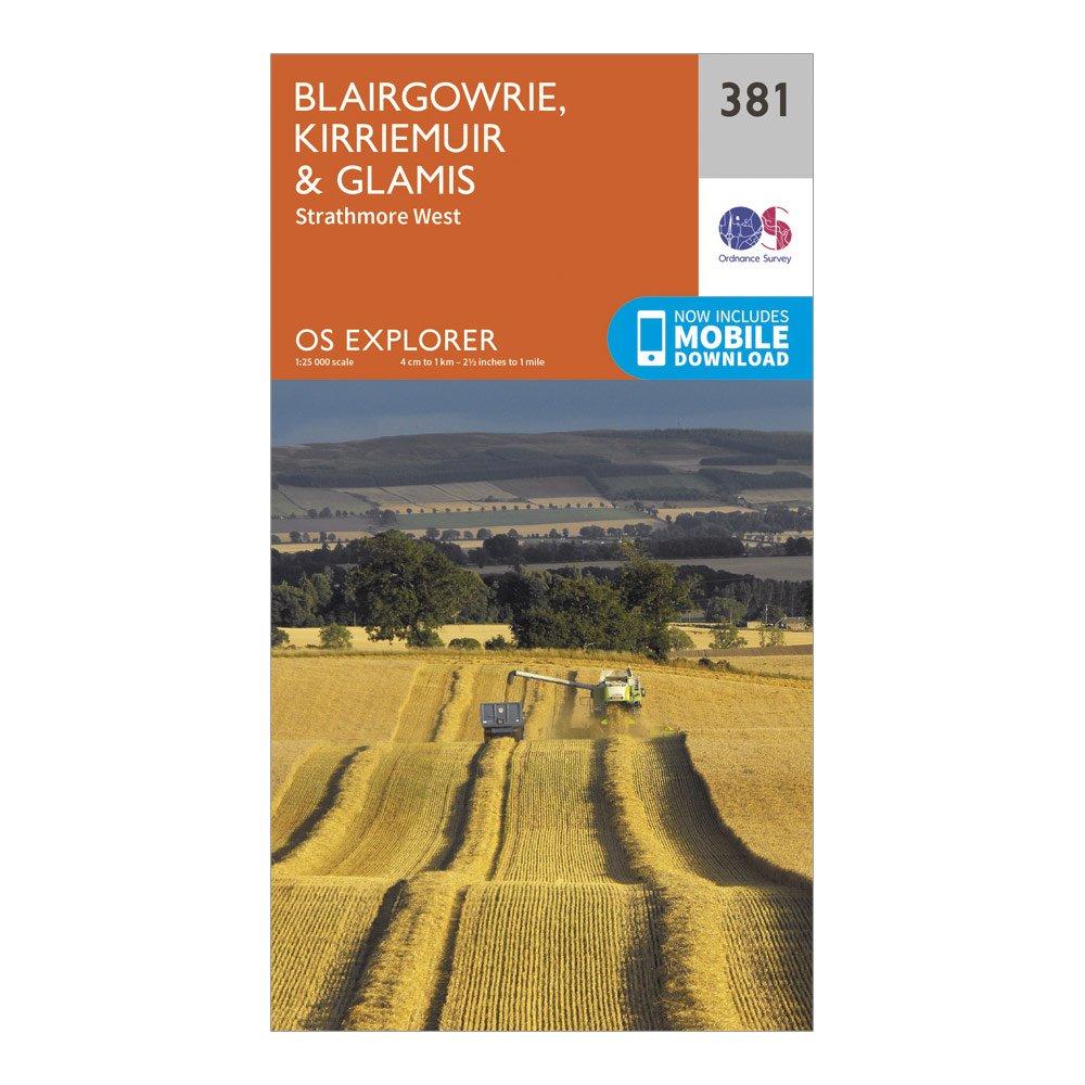 Image of Ordnance Survey Explorer 381 Blairgowrie, Kirriemuir & Glamis Map With Digital Version - Orange, Orange