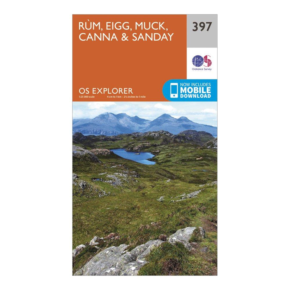 Image of Ordnance Survey Explorer 397 Rum, Eigg, Muck, Canna & Sanday Map With Digital Version - Orange, Orange
