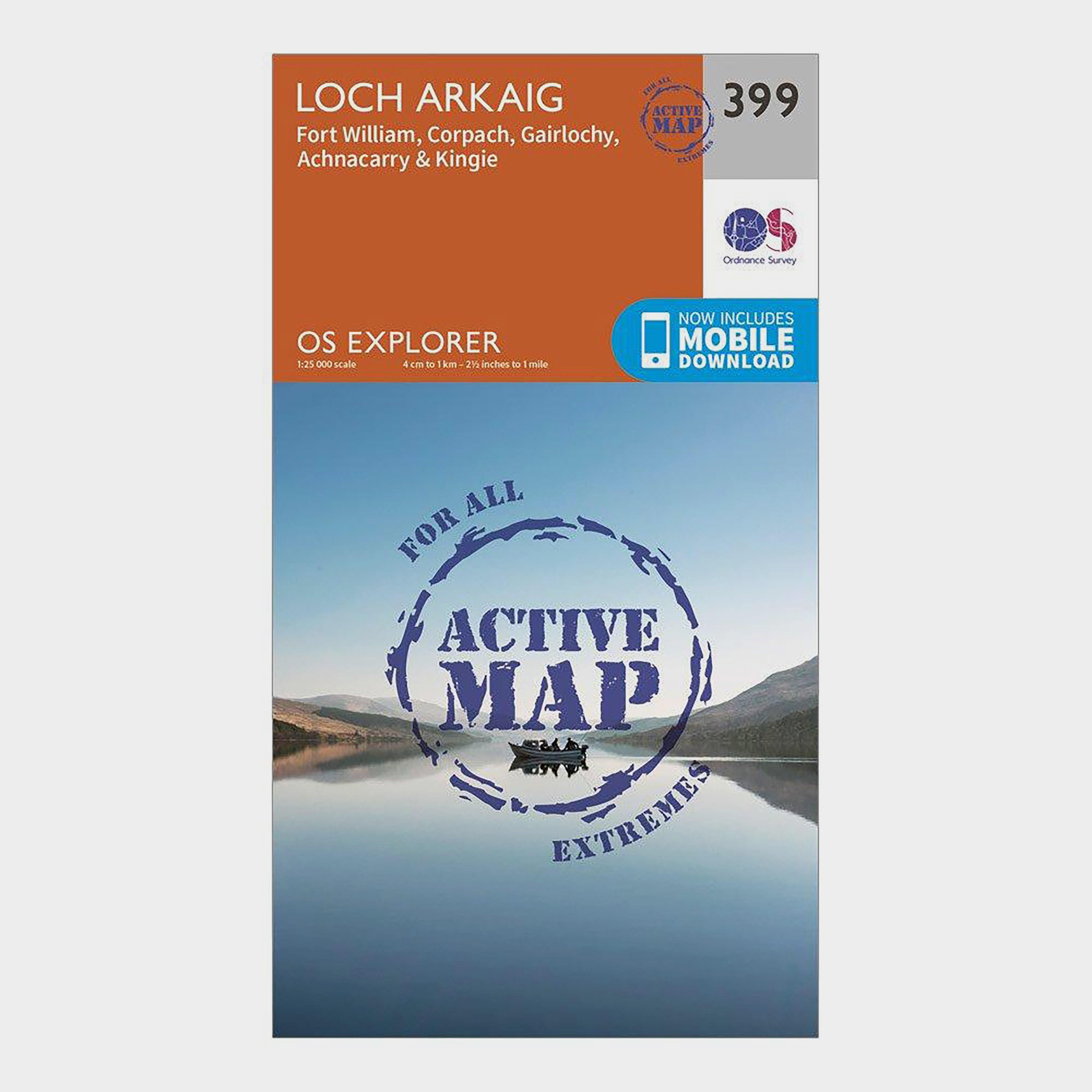 Image of Ordnance Survey Explorer Active 399 Loch Arkaig Map With Digital Version - Orange, Orange