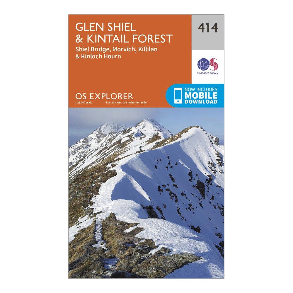 Image of Ordnance Survey Explorer 414 Glan Shiel & Kintail Forest Map With Digital Version - Orange, Orange