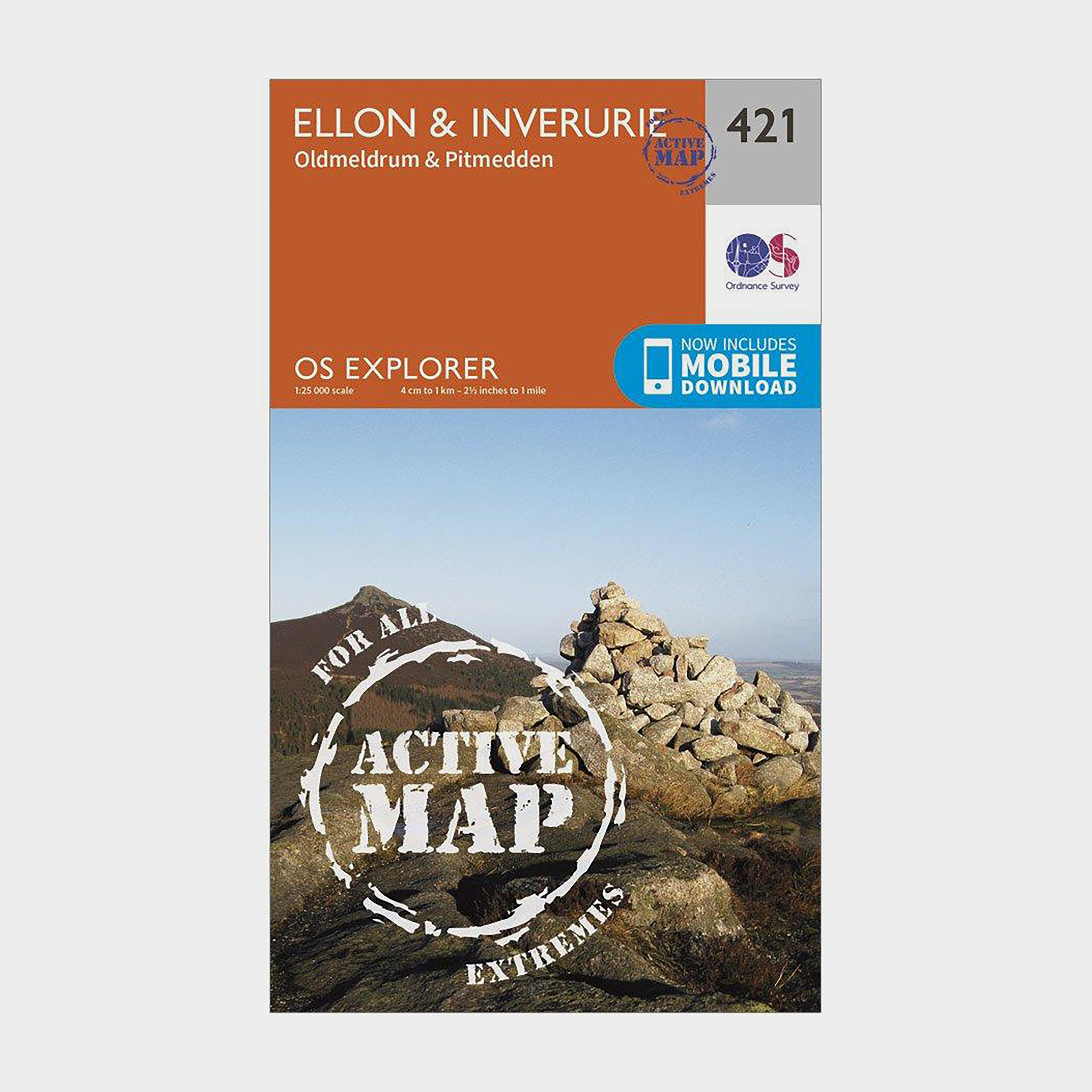 Image of Ordnance Survey Explorer Active 421 Ellon & Inverurie Map With Digital Version - Orange, Orange