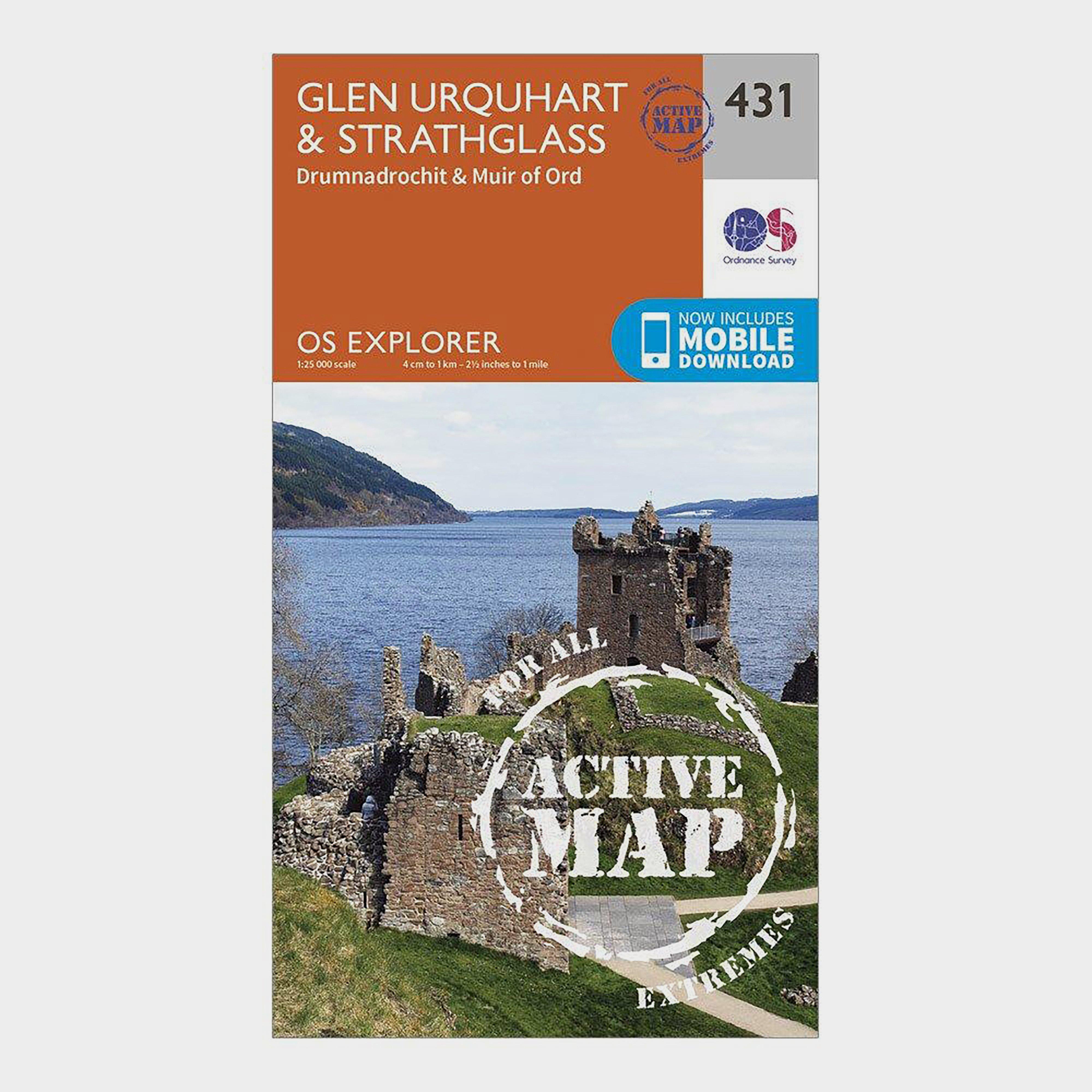 Image of Ordnance Survey Explorer Active 431 Glen Urquhart & Strathglass Map With Digital Version - Orange, Orange