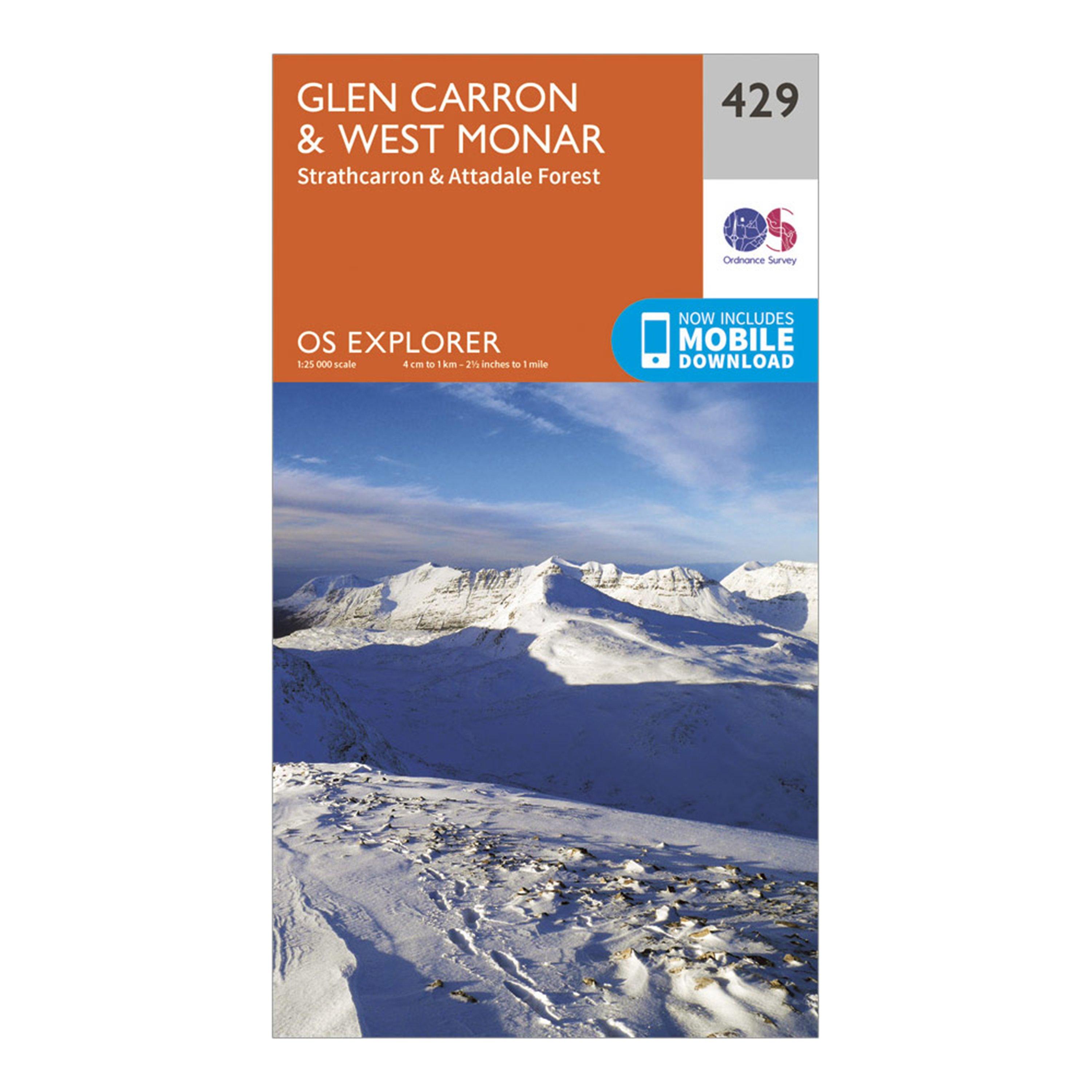 Image of Ordnance Survey Explorer 429 Glen Carron & West Monar Map With Digital Version - Orange, Orange