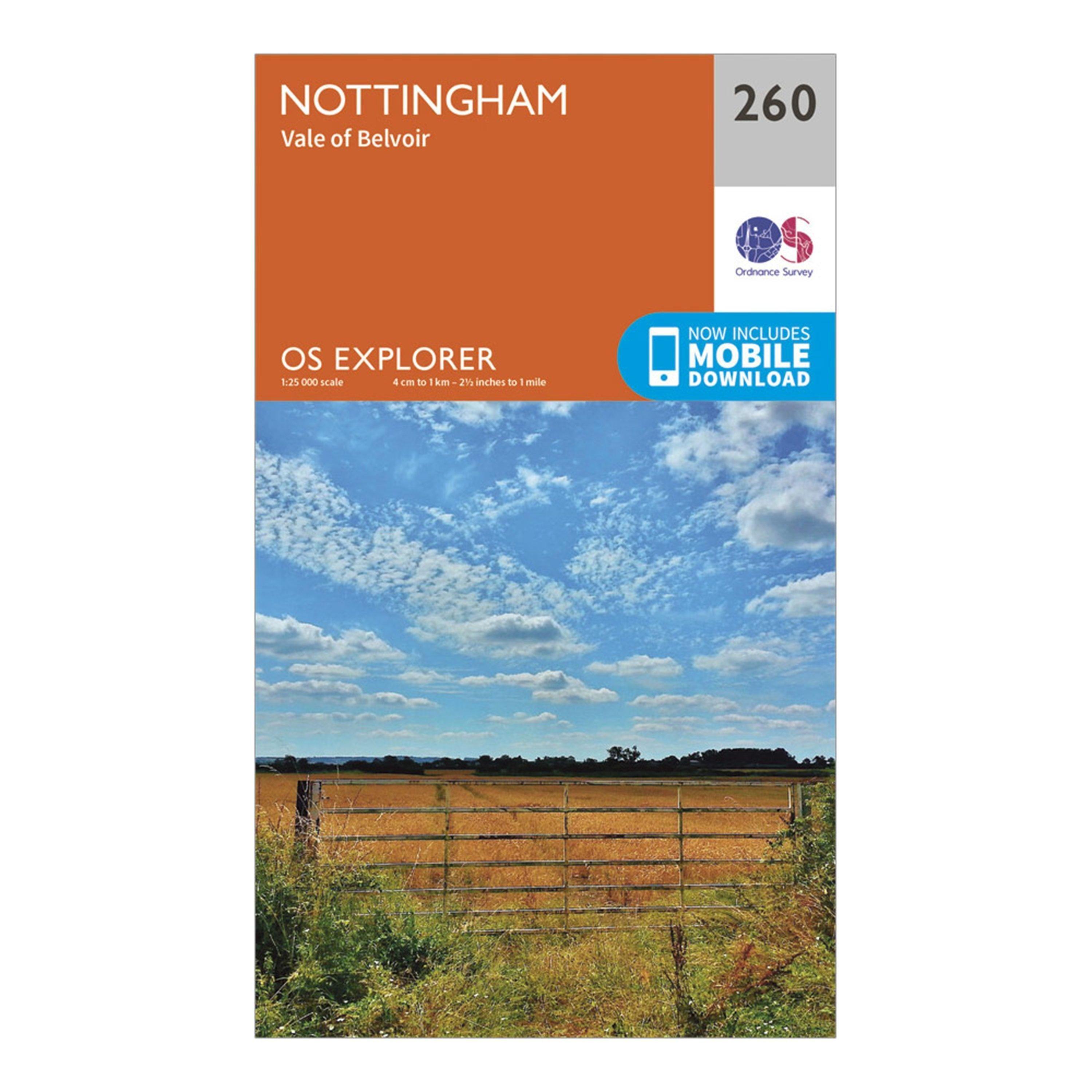 Image of Ordnance Survey Explorer 260 Nottingham Map With Digital Version - Orange, Orange