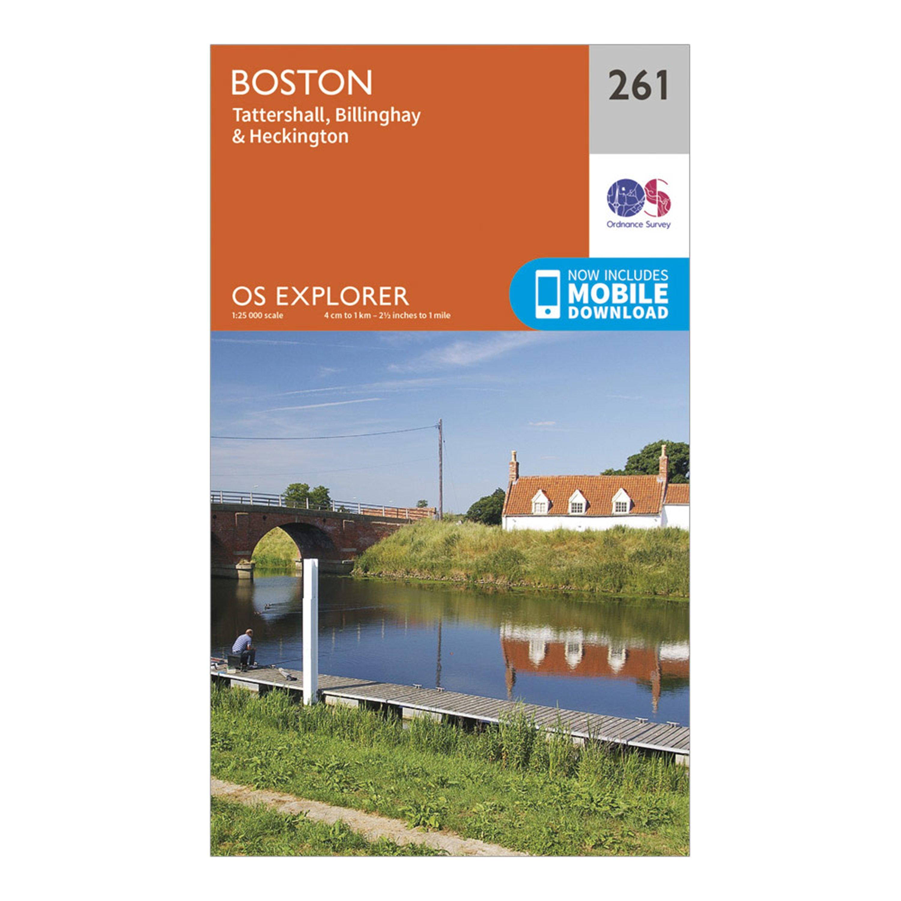 Image of Ordnance Survey Explorer 261 Boston Map With Digital Version - Orange, Orange