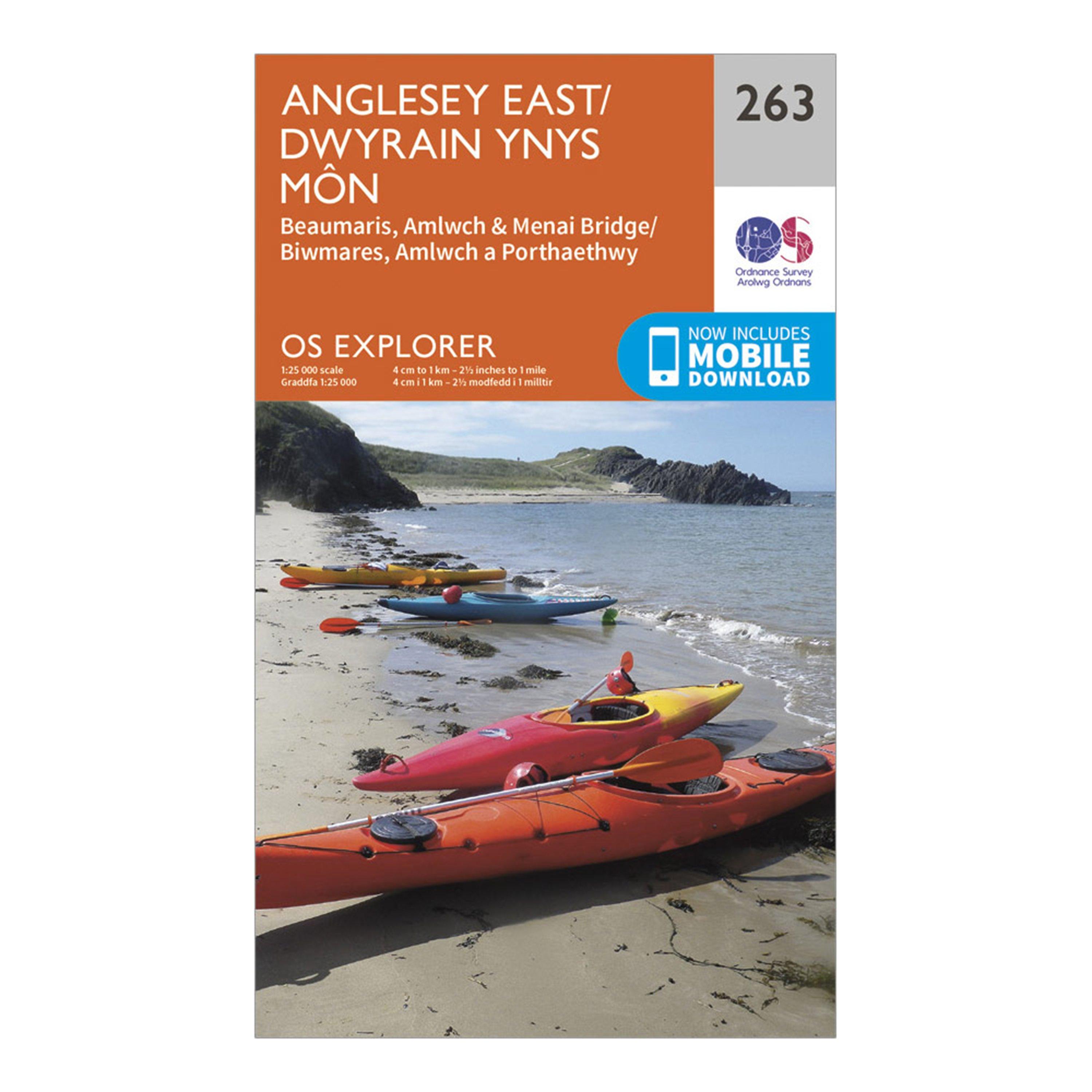 Image of Ordnance Survey Explorer 263 Anglesey East Map With Digital Version - Orange, Orange