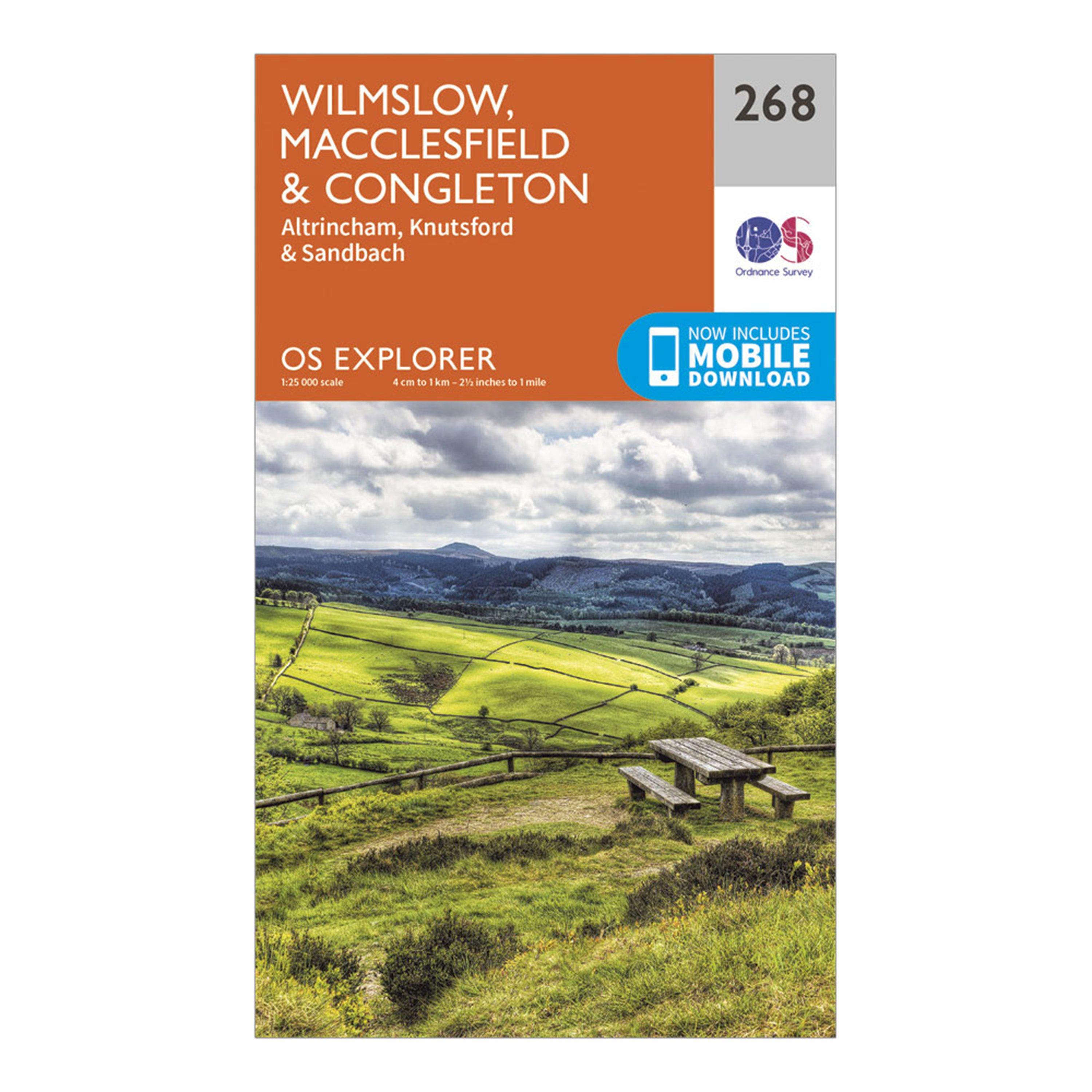 Image of Ordnance Survey Explorer 268 Wilmslow, Macclesfield & Congleton Map With Digital Version - Orange, Orange
