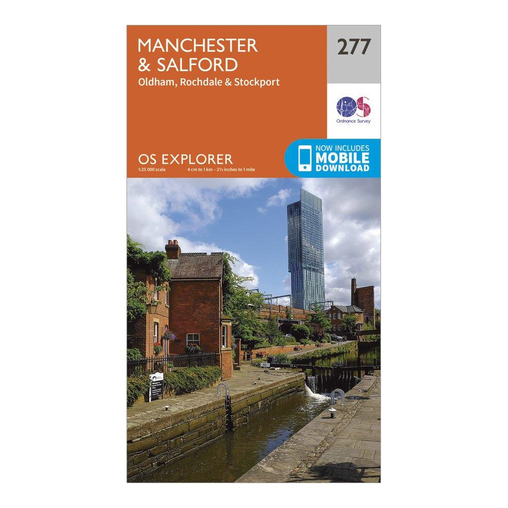 Image of Ordnance Survey Explorer 277 Manchester & Salford Map With Digital Version - Orange, Orange