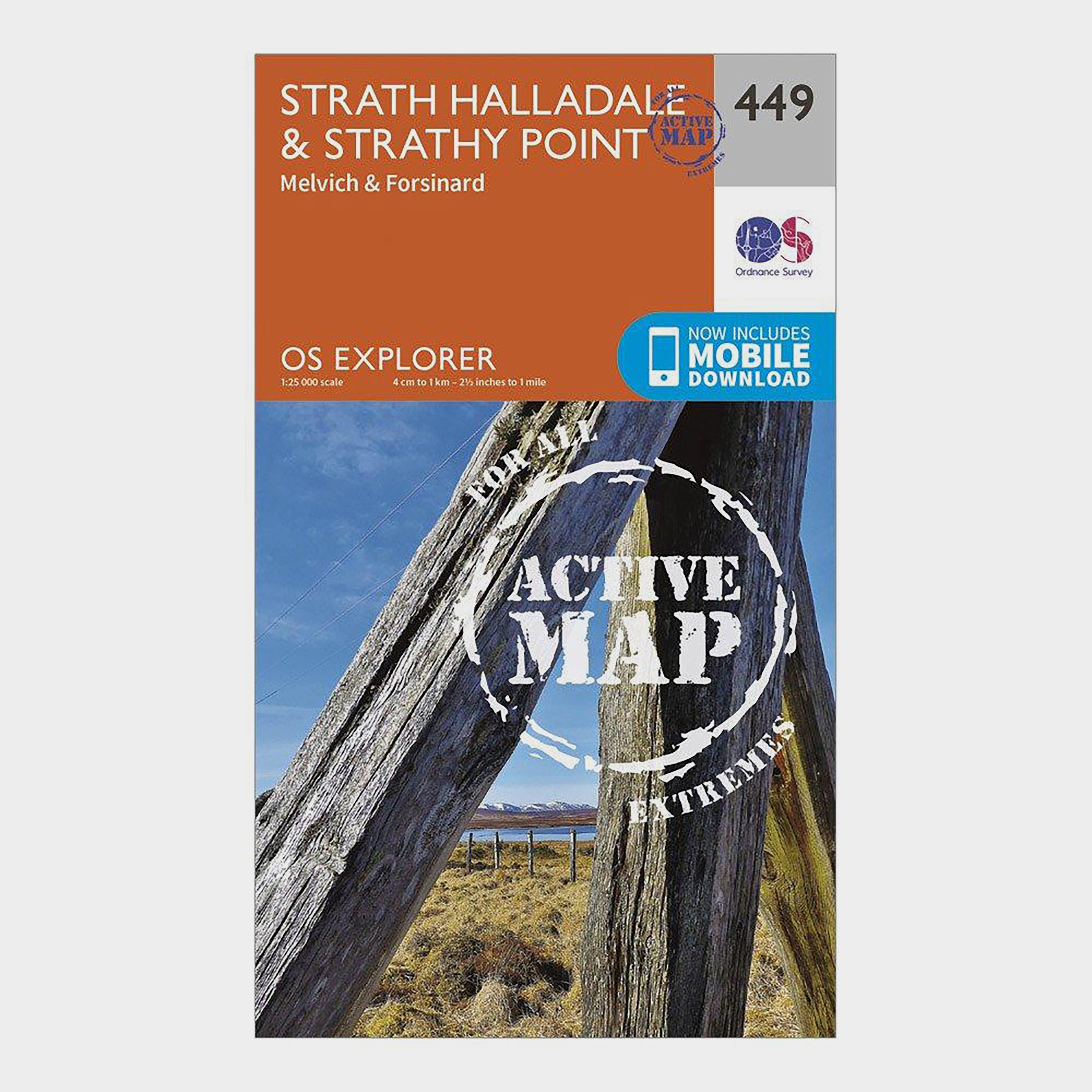 Image of Ordnance Survey Explorer Active 449 Strath Halladale & Strathy Point Map With Digital Version - Orange, Orange