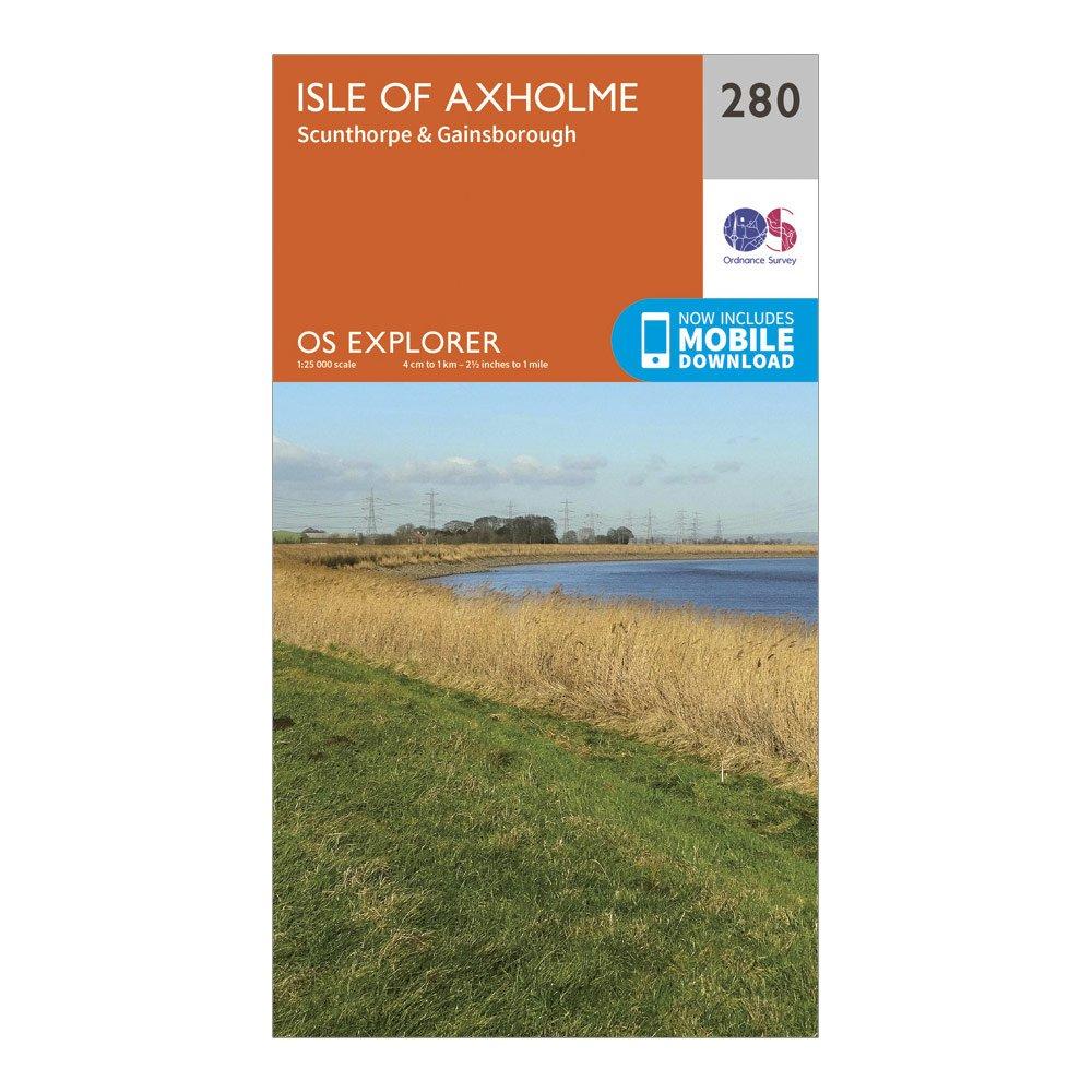 Image of Ordnance Survey Explorer 280 Isle Of Axholme, Scunthorpe & Gainsborough Map With Digital Version - Orange, Orange