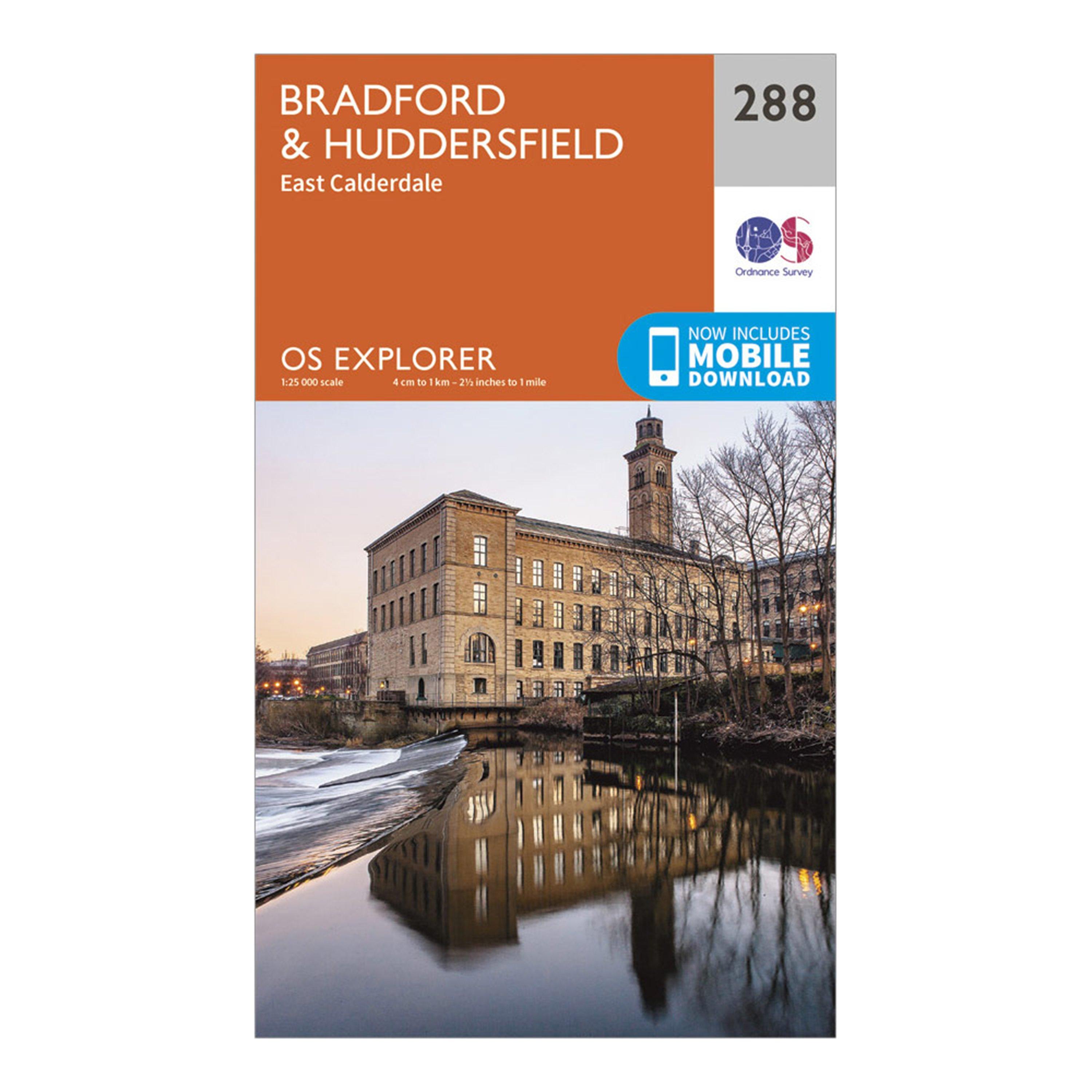 Image of Ordnance Survey Explorer 288 Bradford & Huddersfield Map With Digital Version - Orange, Orange