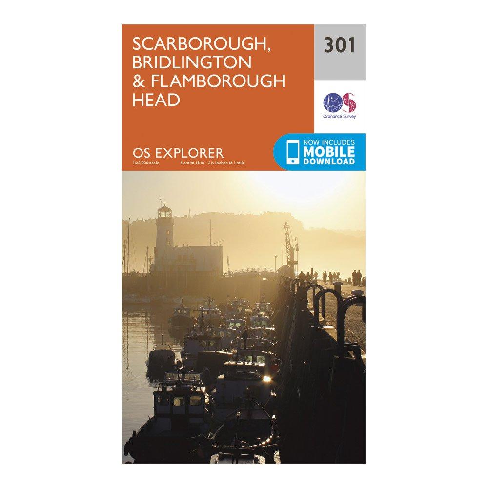 Image of Ordnance Survey Explorer 301 Scarborough, Bridlington & Flamborough Head Map With Digital Version - Orange, Orange