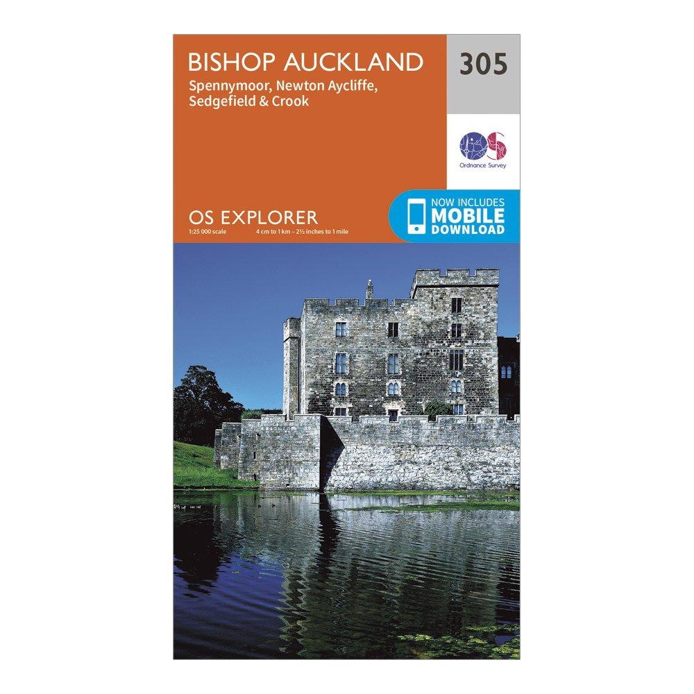 Image of Ordnance Survey Explorer 305 Bishop Auckland Map With Digital Version - Orange, Orange