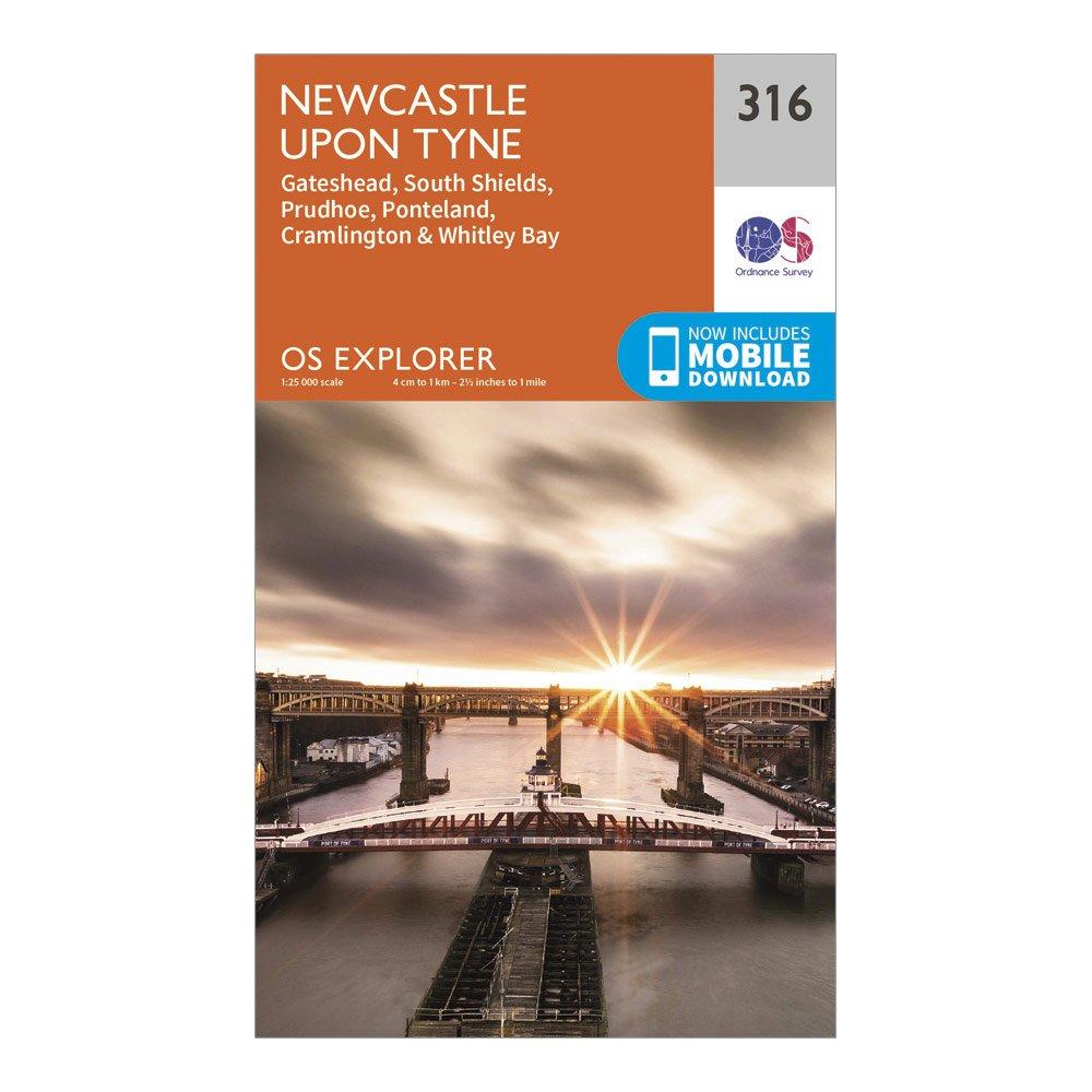 Image of Ordnance Survey Explorer 316 Newcastle Upon Tyne Map With Digital Version - Orange, Orange