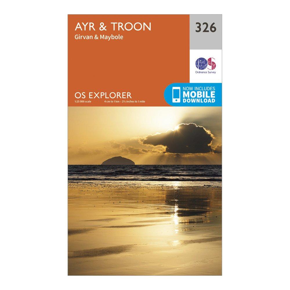 Image of Ordnance Survey Explorer 326 Ayr & Troon Map With Digital Version - Orange, Orange