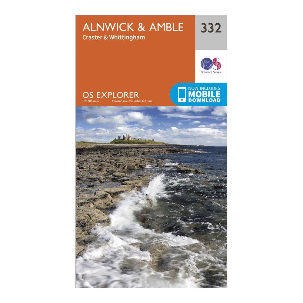 Image of Ordnance Survey Explorer 332 Alnwick & Amble Map With Digital Version - Orange, Orange
