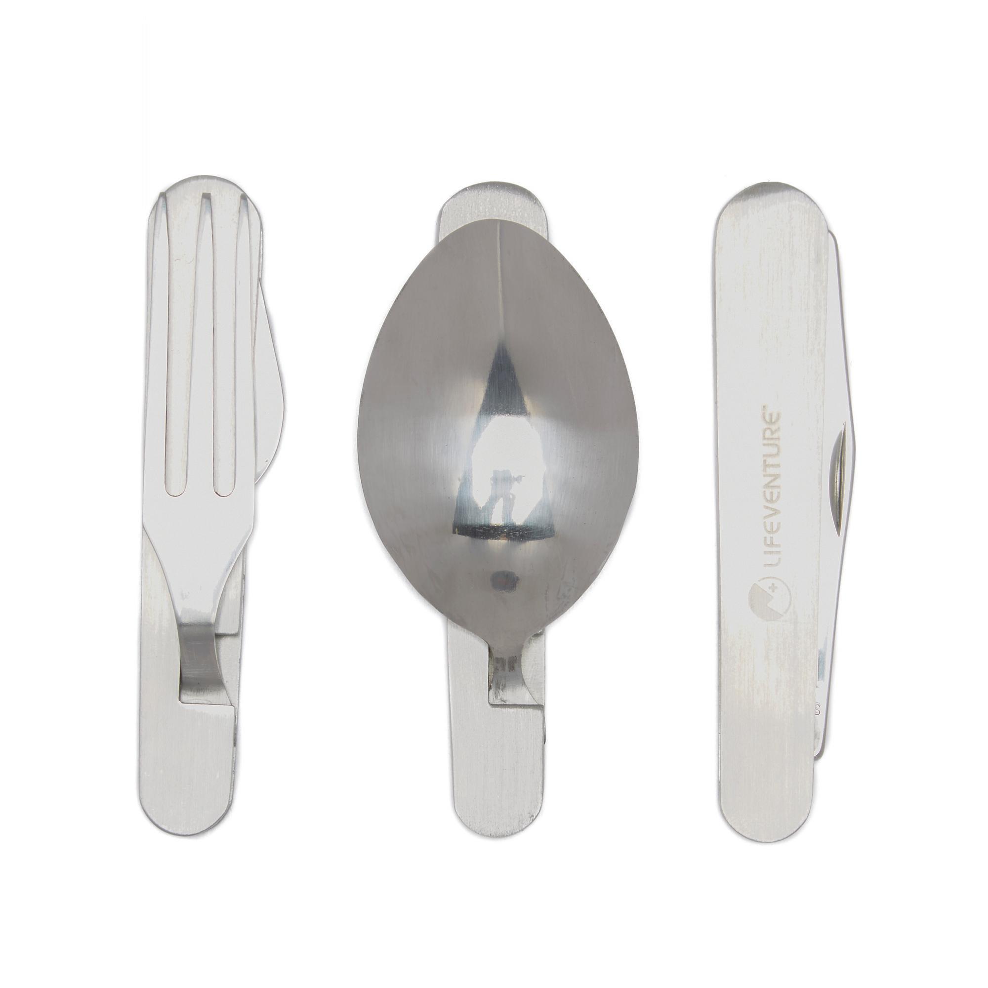 Image of Lifeventure Knife, Fork, Spoon - Folding Cutlery Set - Silver, Silver